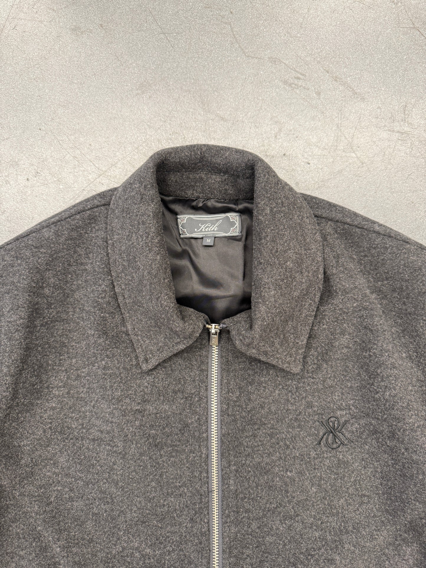 KITH FELTED JERSEY LANE COACHES JACKET - HEATHER CHARCOAL