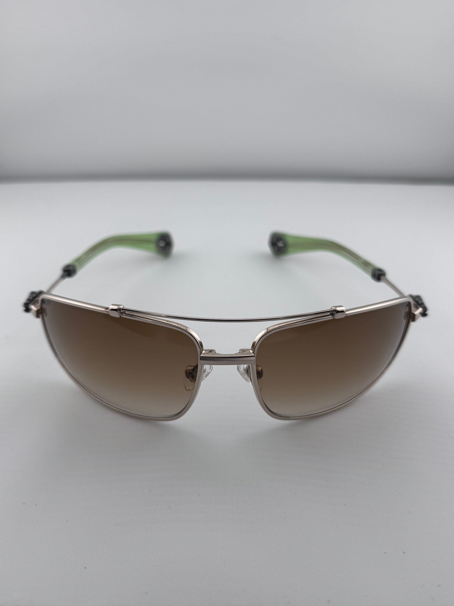 CHROME HEARTS ‘BONED’ LIGHT GREEN TORTOISE SUNGLASSES (WITH CASE)