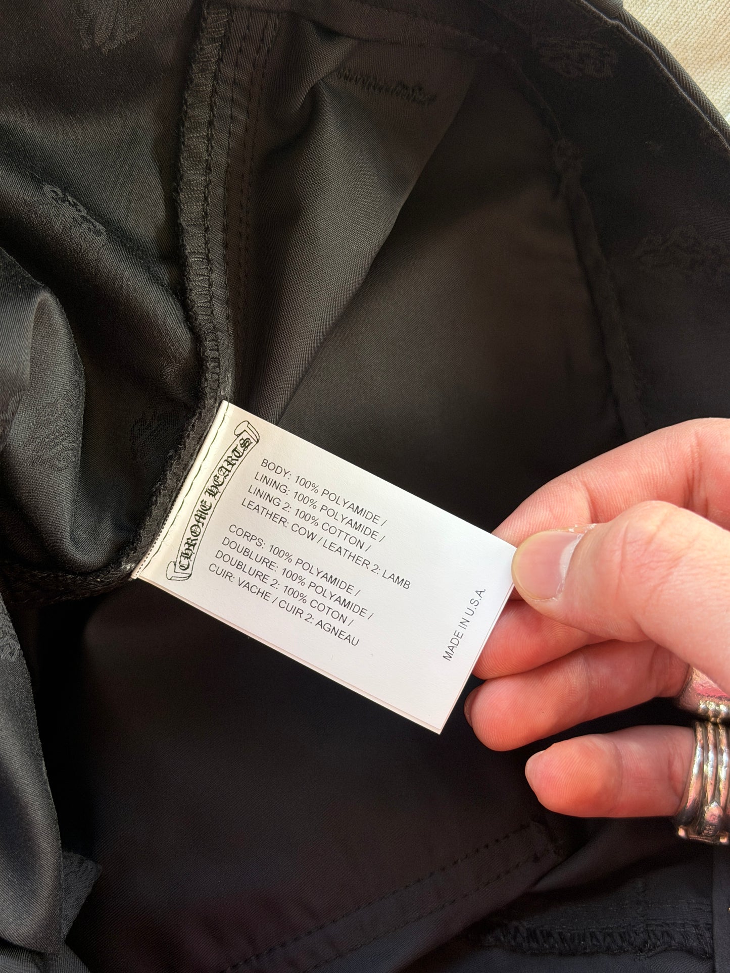 CHROME HEARTS CARPENTER DOUBLE KNEE NYLON/LEATHER PANTS (36)