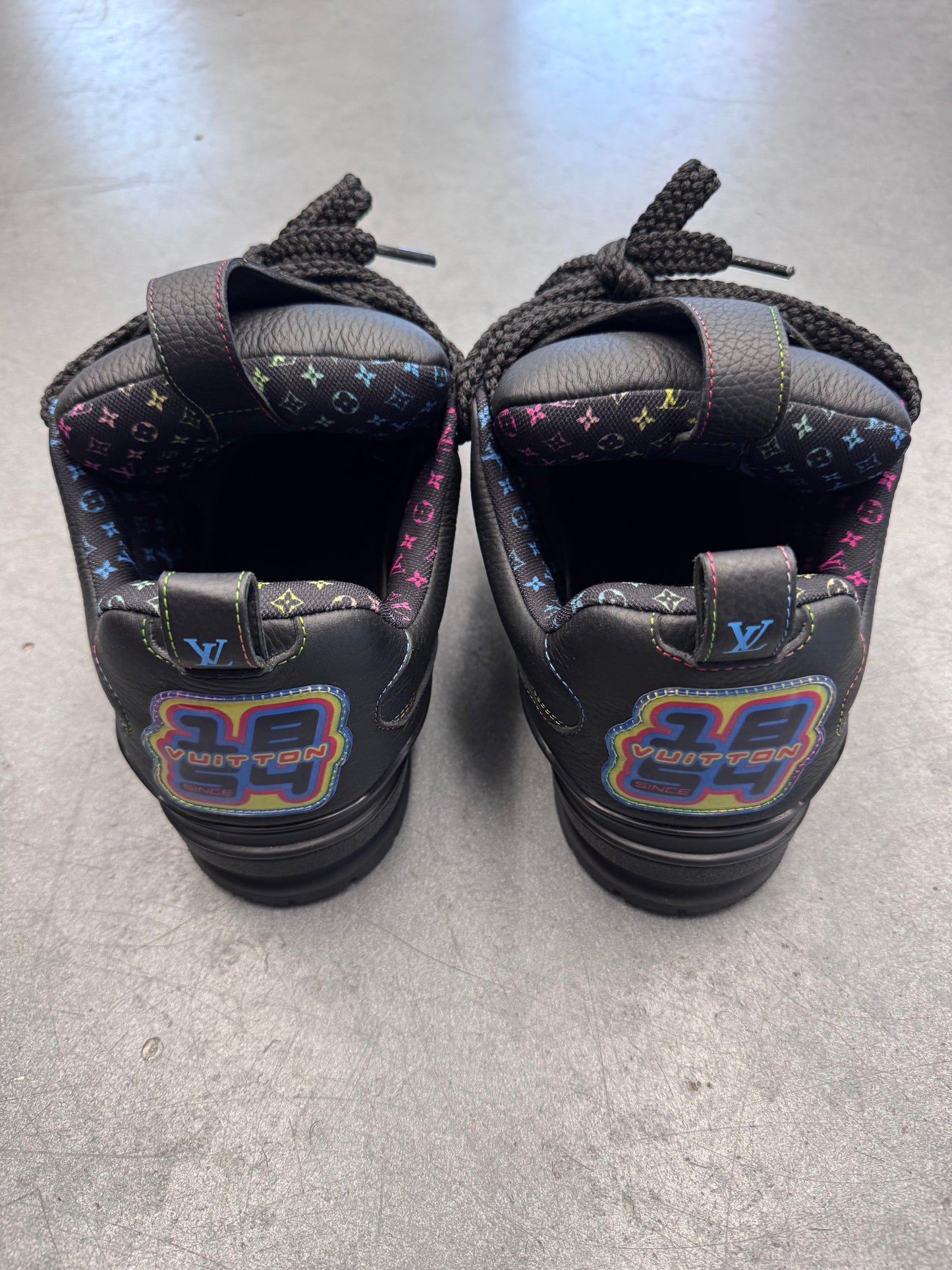 SIZE 10 LOUIS VUITTON RAINBOW/BLACK SKATE SNEAKER (PRE-OWNED WITH NO BOX)