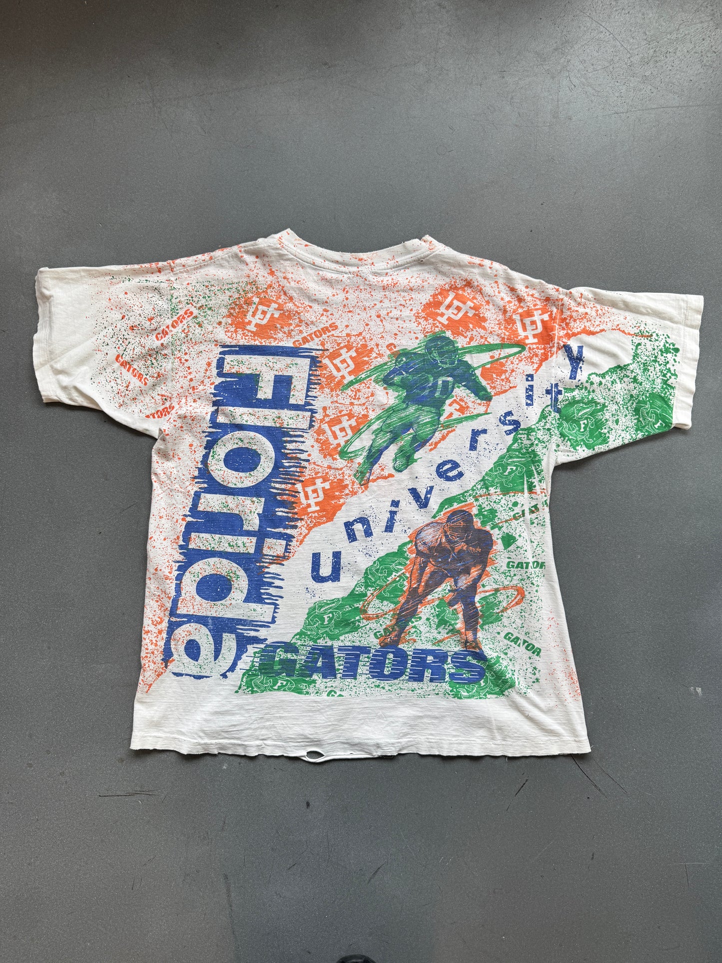 90'S UNIVERSITY OF FLORIDA GATORS PAINT SPLATTER TEE (ATLANTIS TAG)