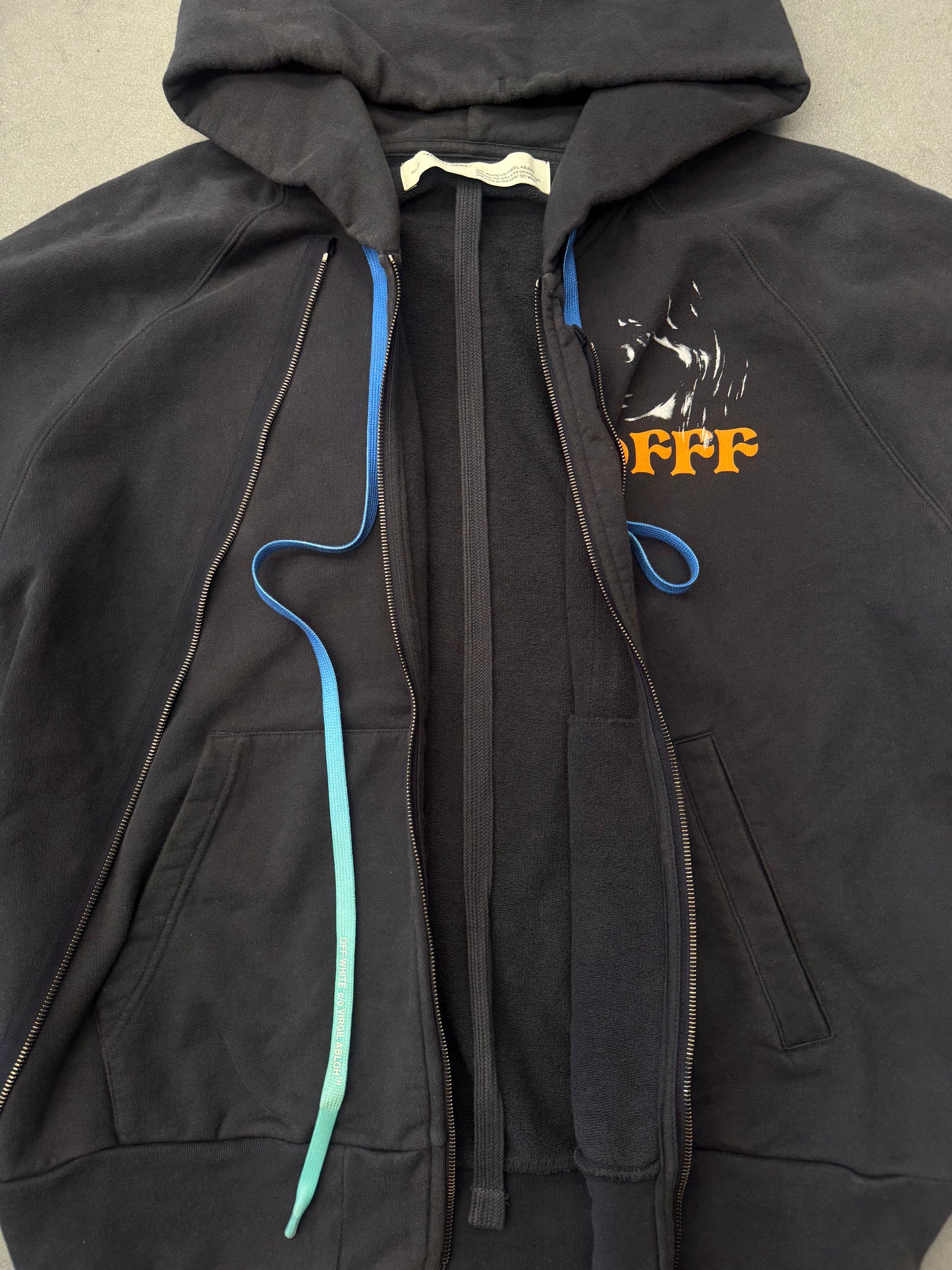 FW19 OFF-WHITE VIRGIL ABLOH PORTRAIT FACE DOUBLE ZIP HOODIE