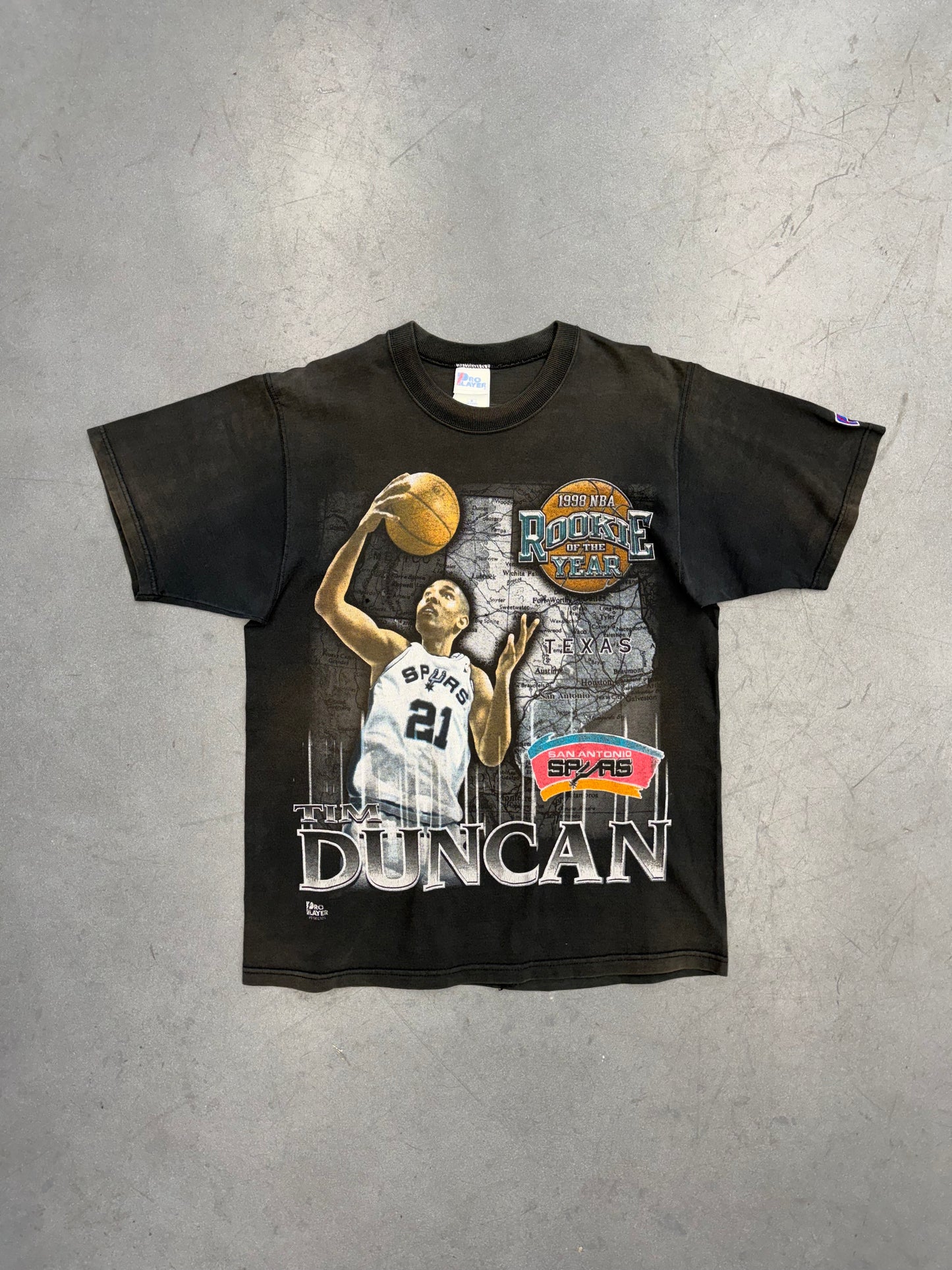 1998 NBA ROOKIE OF THE YEAR TIM DUNCAN SAN ANTONIO SPURS TEE (PRO PLAYER TAG)