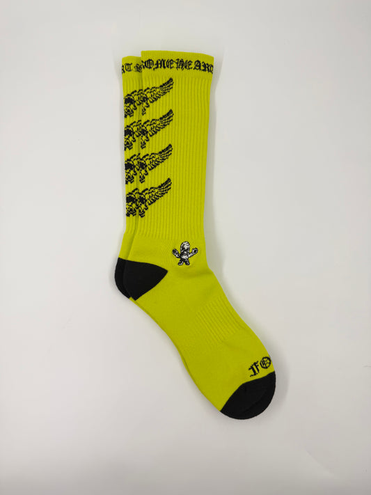 CHROME HEARTS FOTI NEON YELLOW SOCKS - MEDIUM