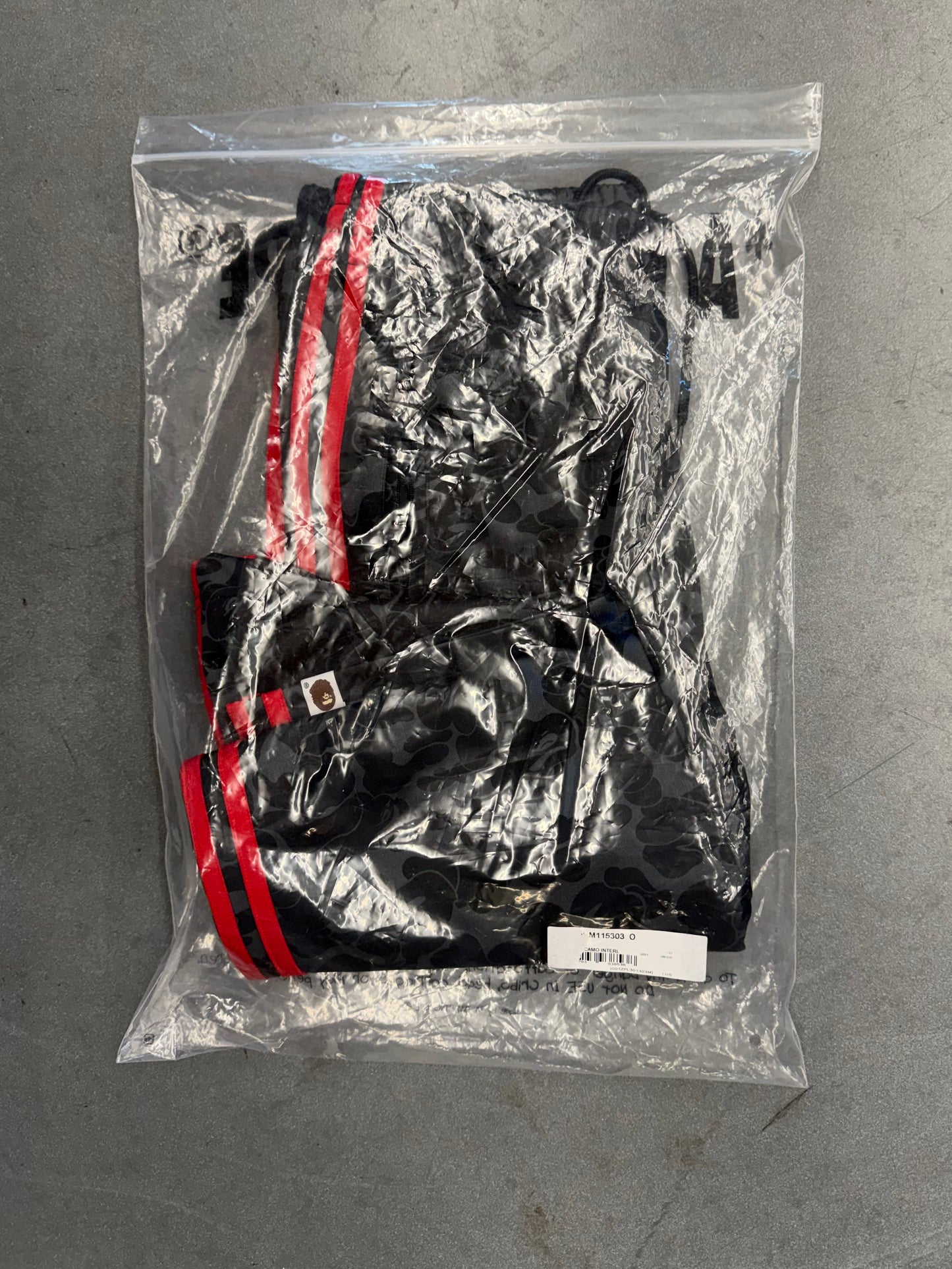 BAPE X ADIDAS ALL OVER PRINT TRACK PANTS - BLACK/RED (S) (NEW)