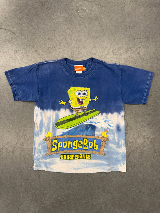 2002 SPONGEBOB SQUAREPANTS SURFING TIE-DYE YOUTH TEE (NICKELODEON TAG)