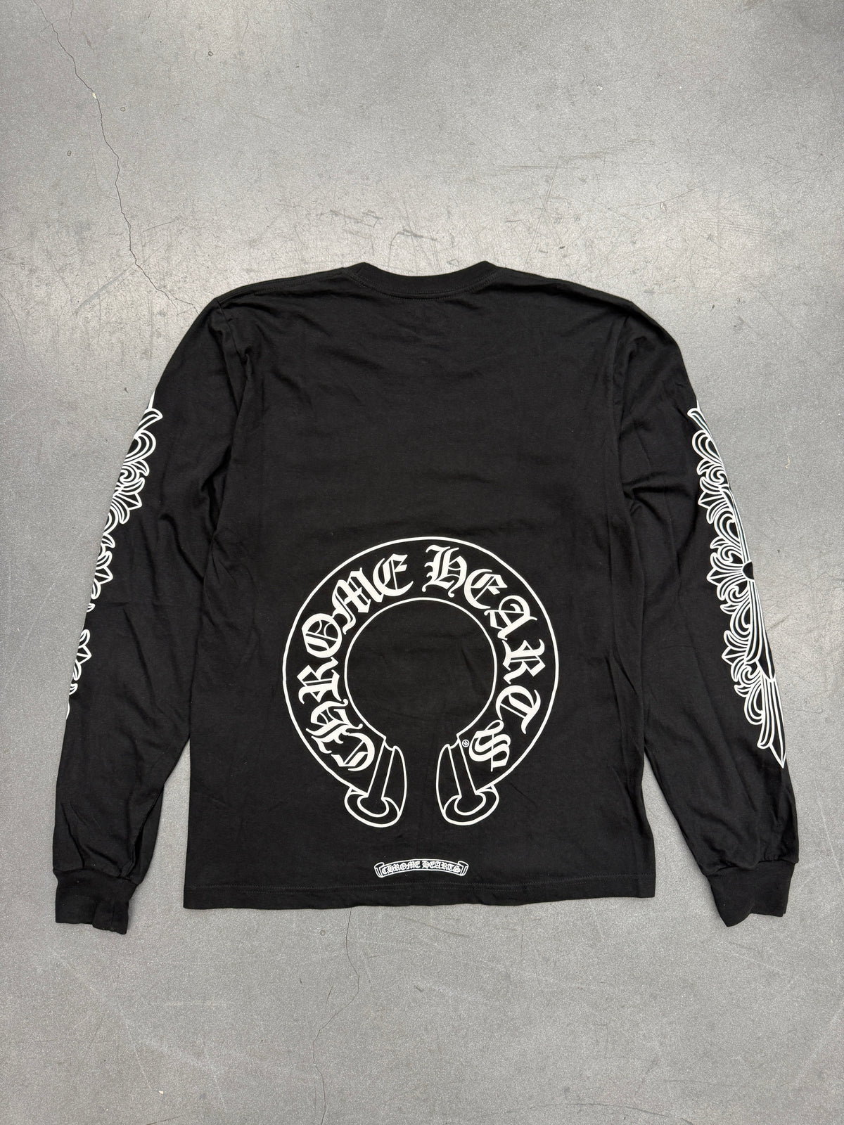 CHROME HEARTS HORSESHOE FLORAL LS - BLACK