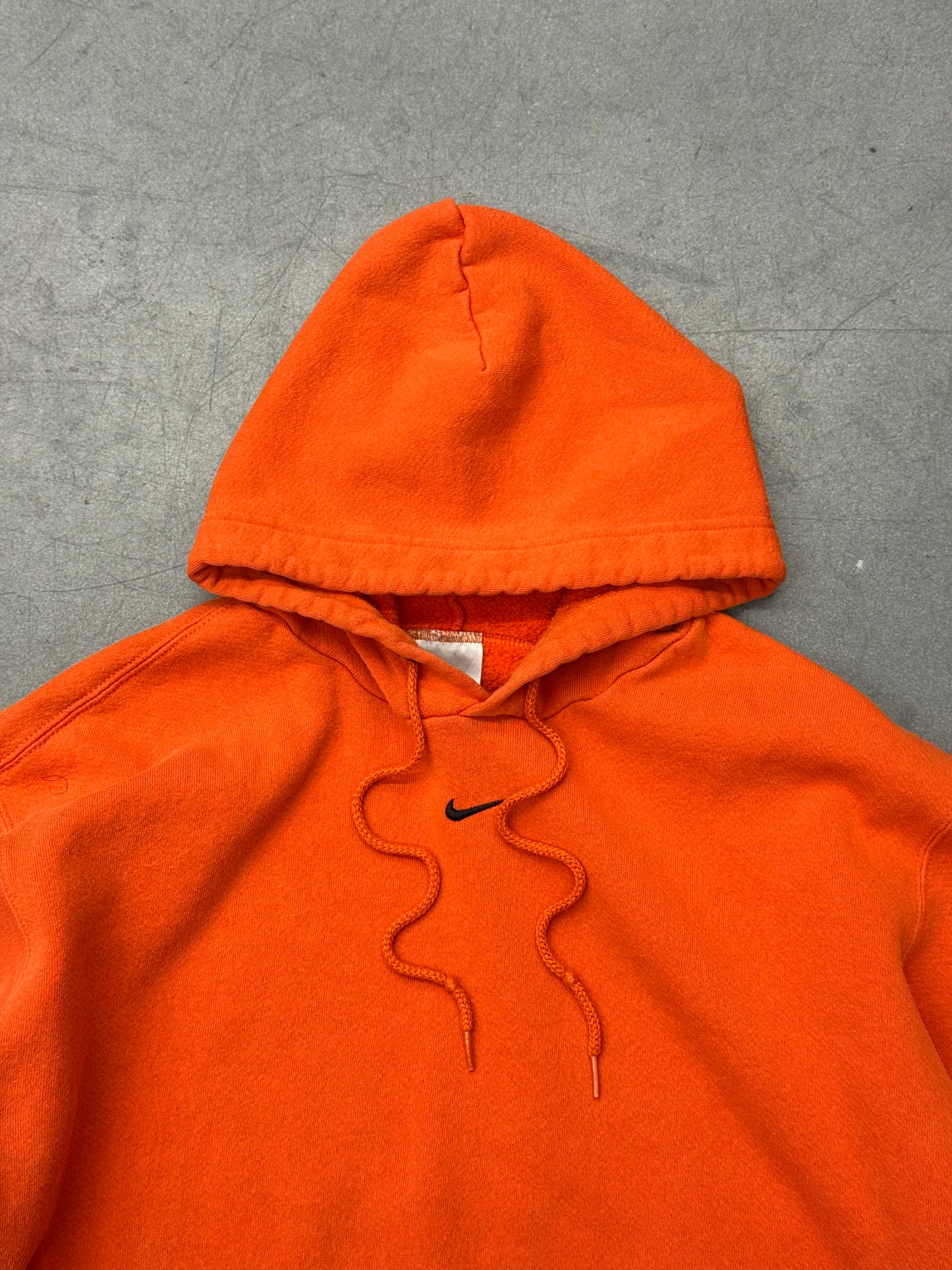 Y2K NIKE CENTER SWOOSH HOODIE - ORANGE/BLACK (GREY TAG)