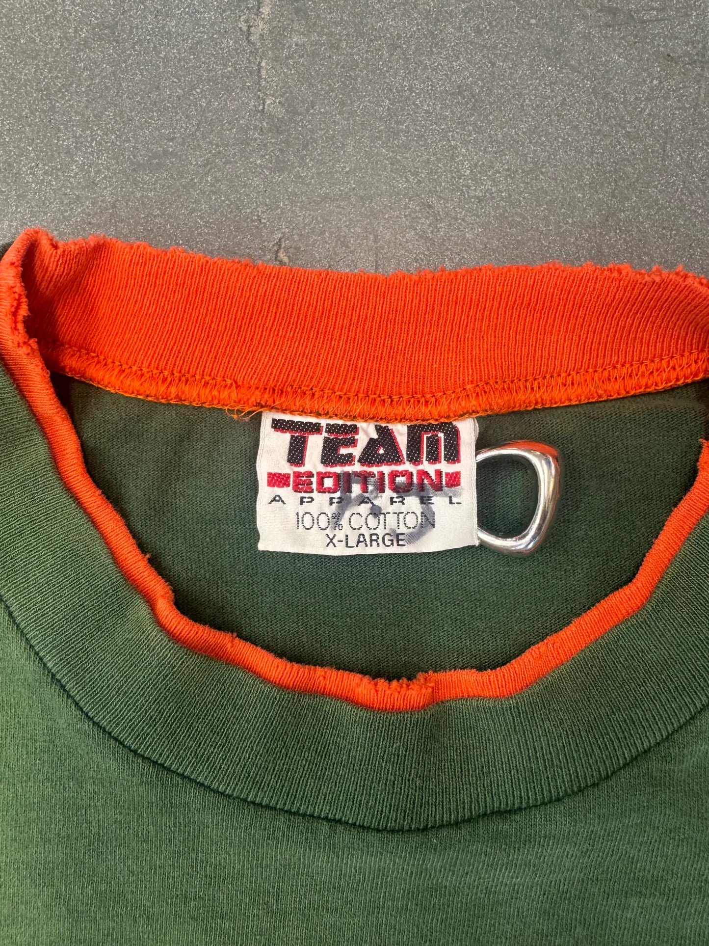 90S TEAM EDITION MIAMI HURRICANES "ESTABLISHED IN 1925" DOUBLE SLEEVE AND COLLAR TEE