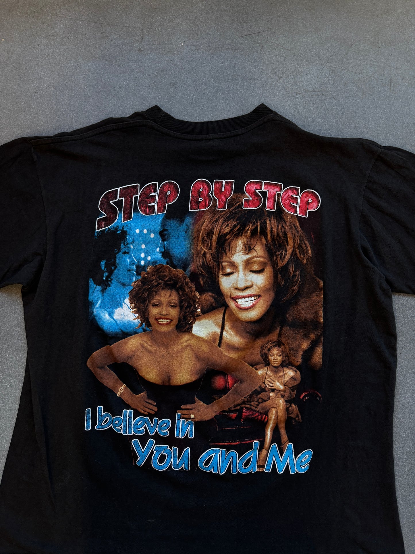 90'S VINTAGE WHITNEY HOUSTON BOOTLEG RAP STYLE TEE (BAY CLUB TAG)