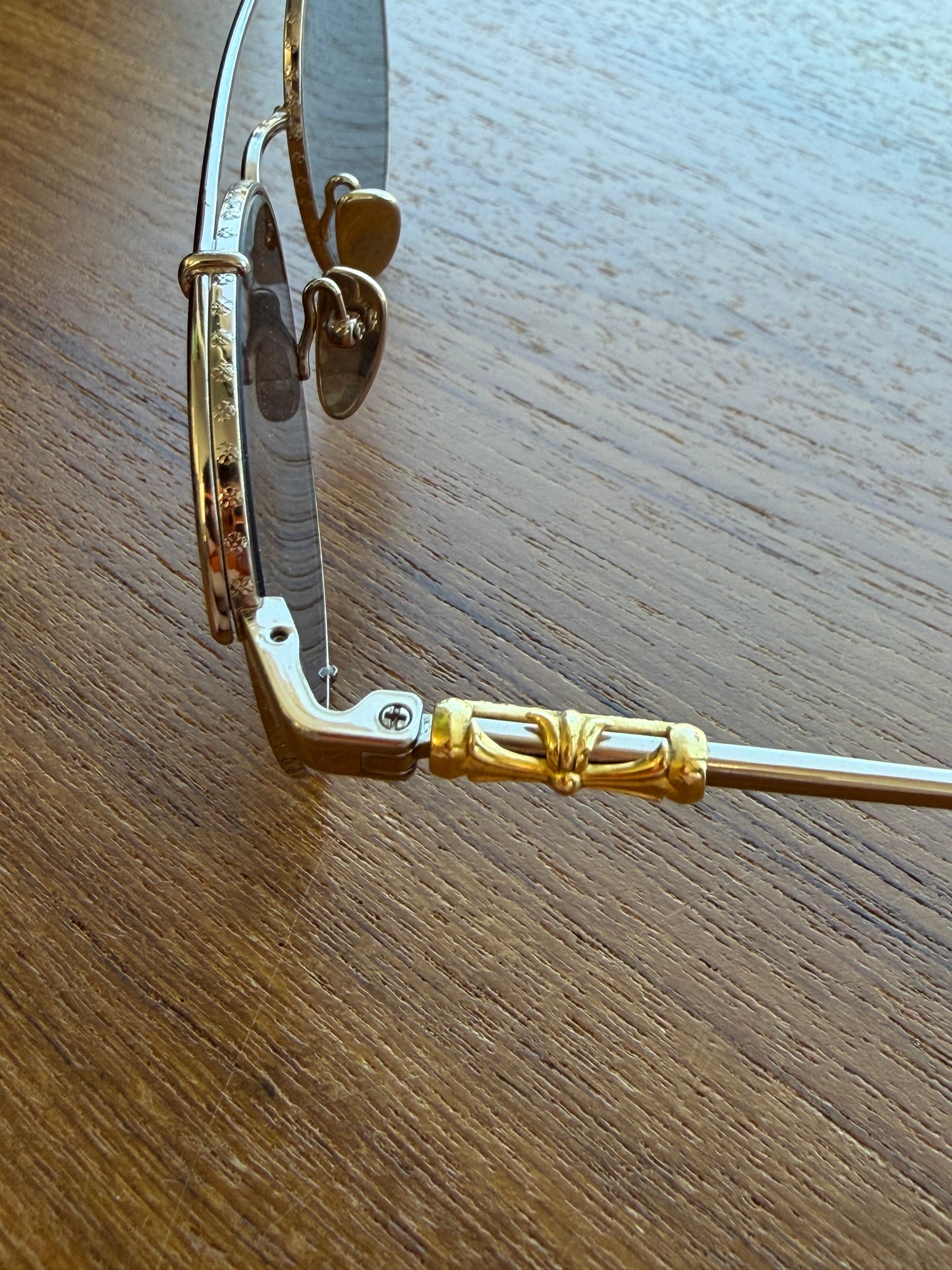 CHROME HEARTS ORALGAMI DOUBLE BRIDGE GOLD SUNGLASSES (PRE-OWNED WITH CASE)