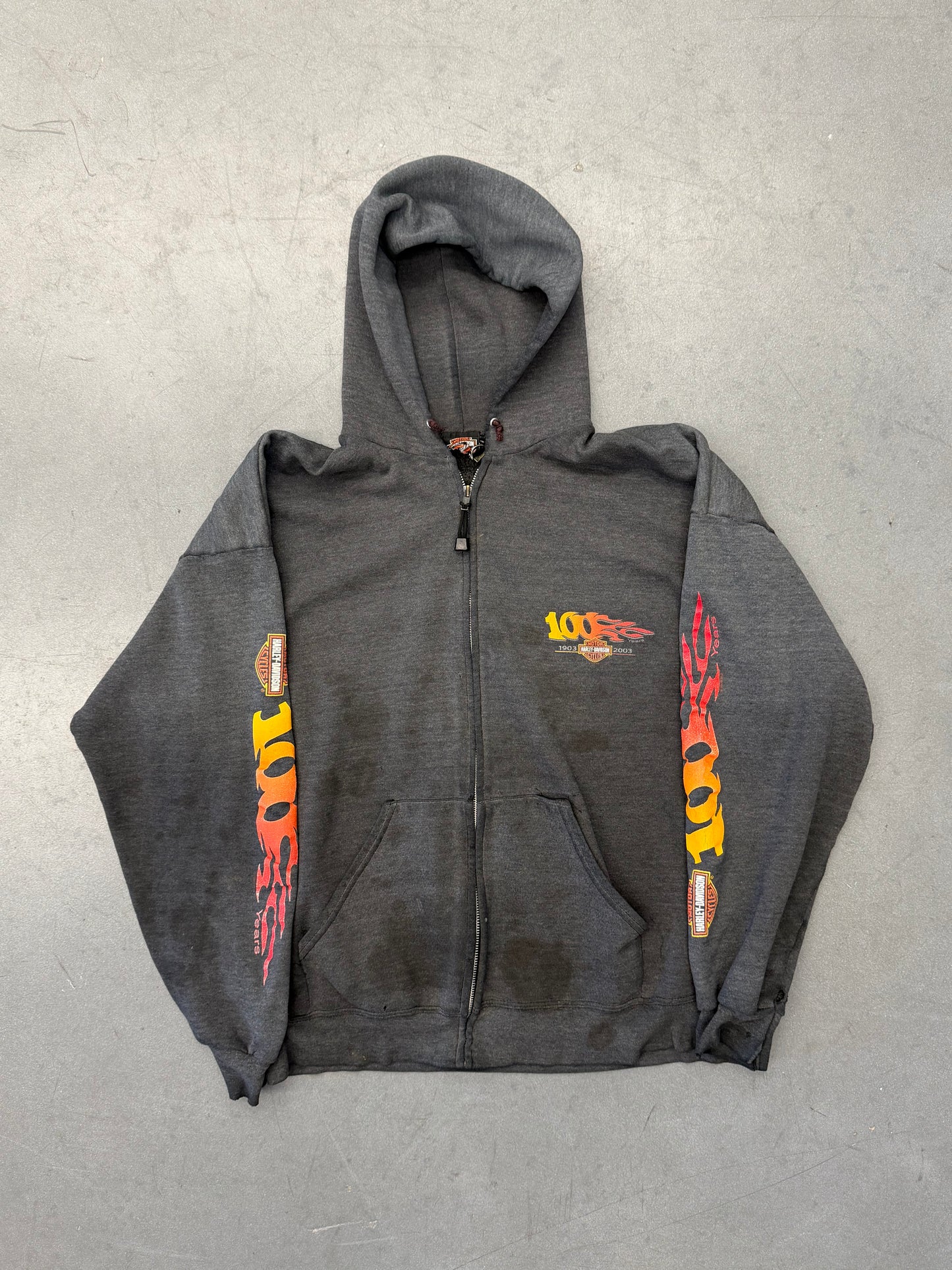 2003 HARLEY-DAVIDSON 100 YEAR ANNIVERSARY CAPE FEAR FAYETTEVILLE, N.C. ZIP UP HOODIE