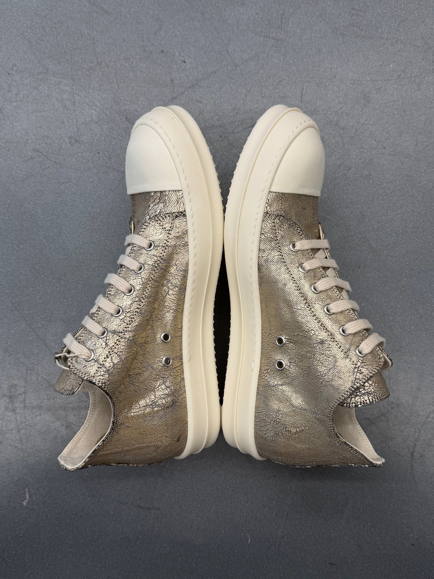 RICK OWENS DRKSHDW LOW-TOP RAMONES SNEAKS - LIGHT GOLD