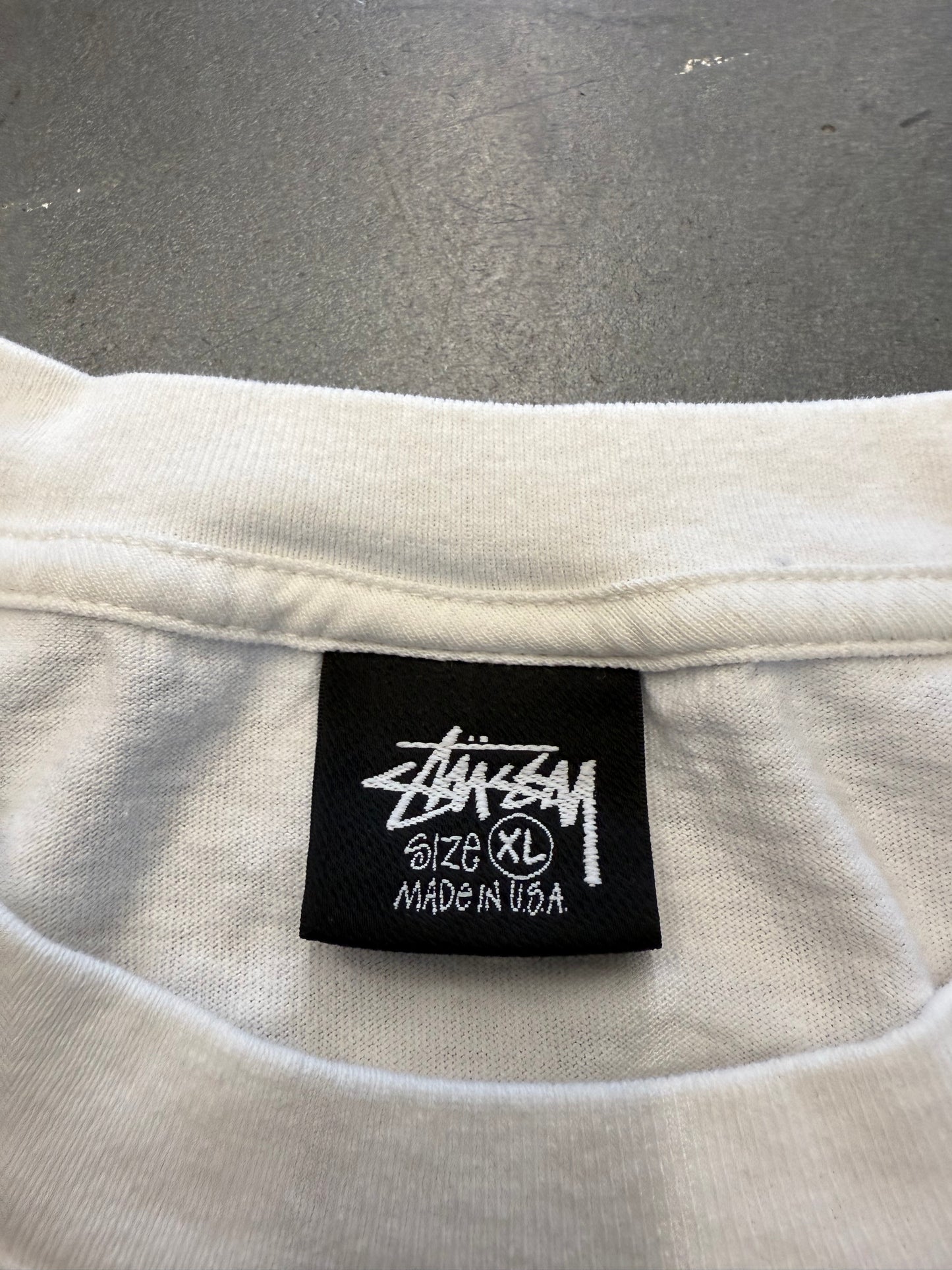 STUSSY KING PIN GEAR MULLET TEE - WHITE (XL)