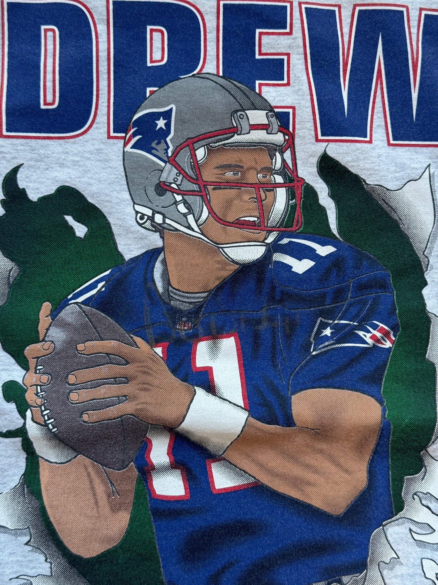 90'S DREW BLEDSOE NEW ENGLAND PATRIOTS BREAKTHROUGH TEE (NUTMEG TAG)