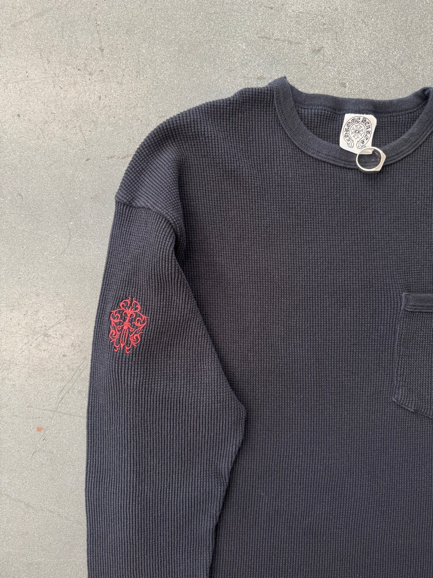 VINTAGE CHROME HEARTS FUCK YOU VINE DAGGER EMBROIDERED LS POCKET THERMAL