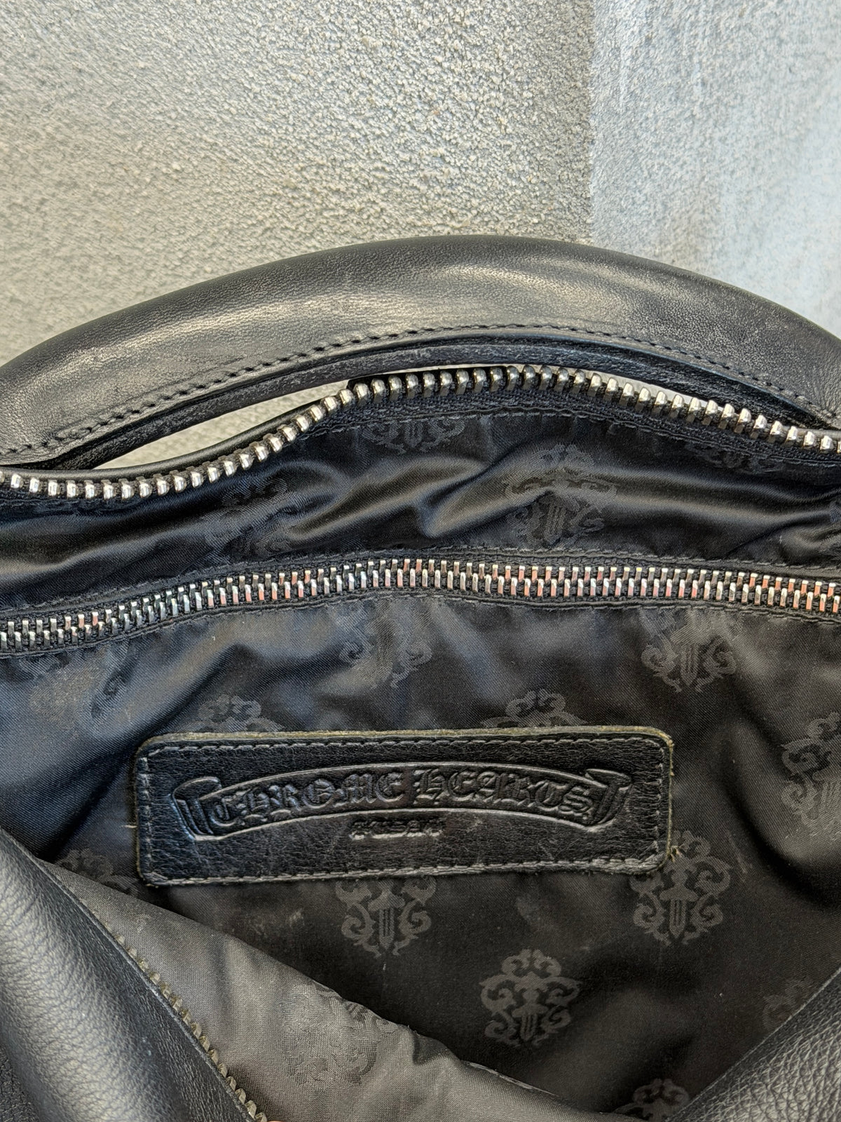 CHROME HEARTS LEATHER BACKPACK + SILVER DETAILS