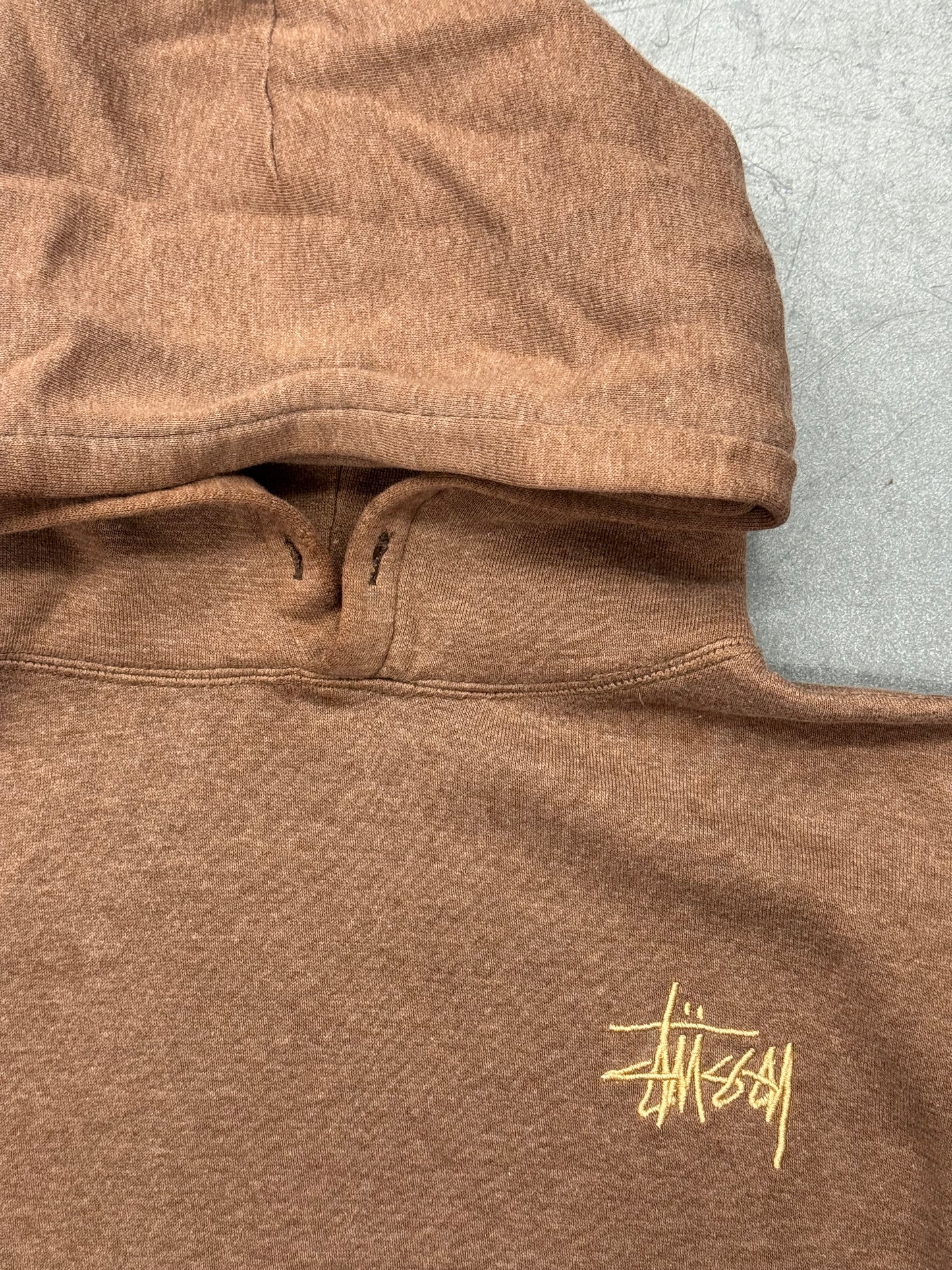 90S STUSSY EMBROIDERED SIDE LOGO HOODIE (MADE IN USA STUSSY TAG)