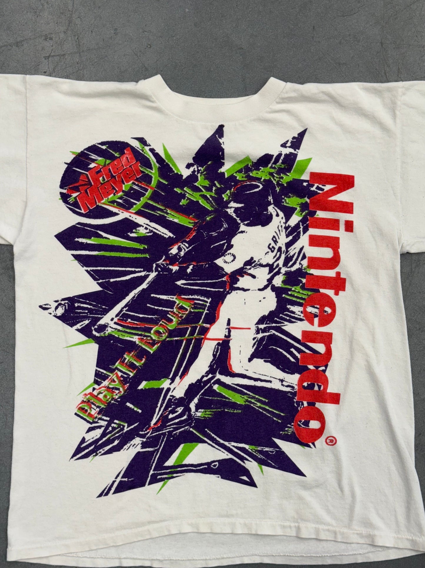 90S KEN GRIFFEY JR. "PLAY IT LOUD" NINTENDO PROMO TEE (SOLAR-T TAG)