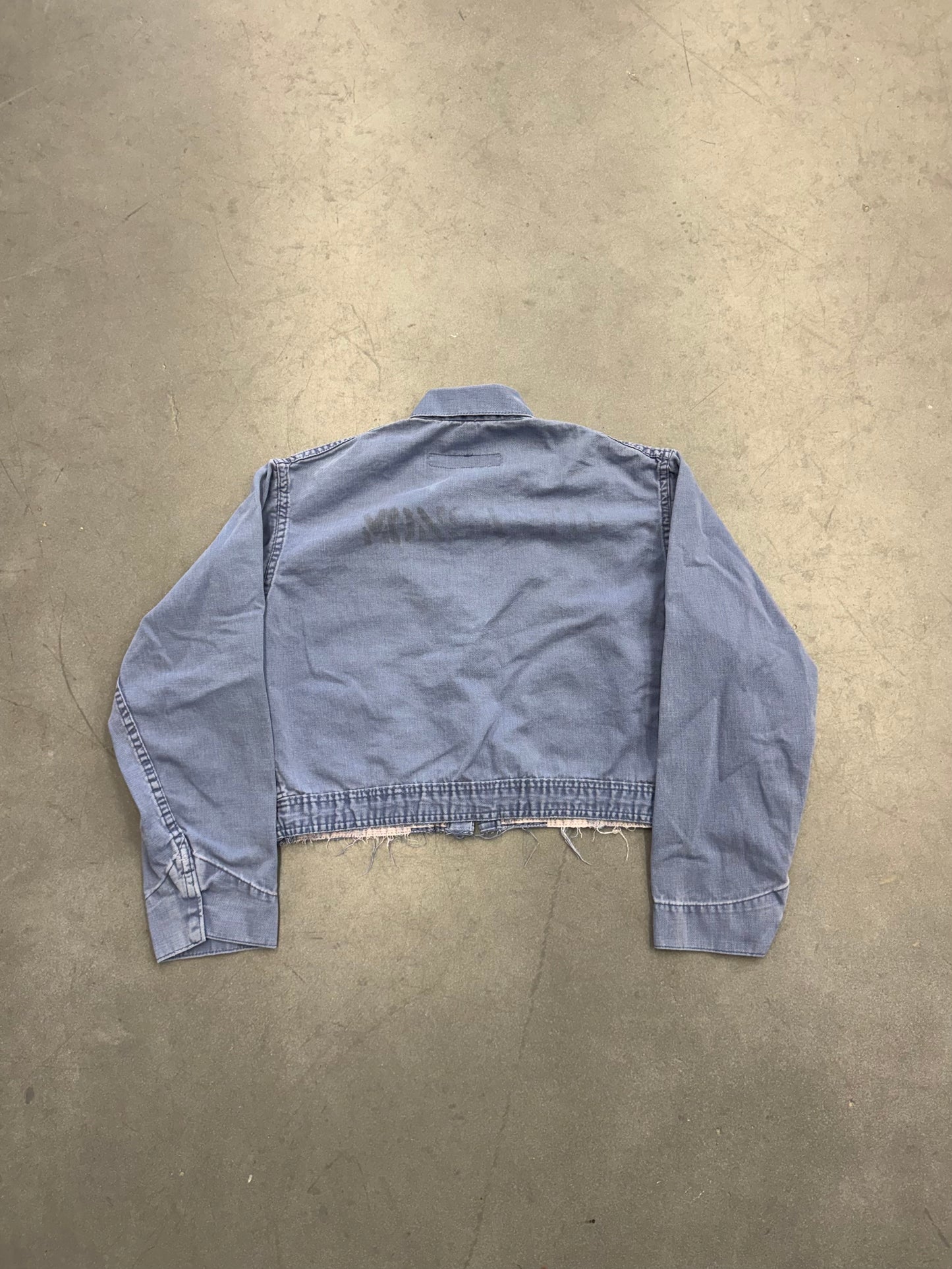 70'S DENIM BUTTON UP COVERALL CROPPED JACKET (MADE IN U.S.A TAG)
