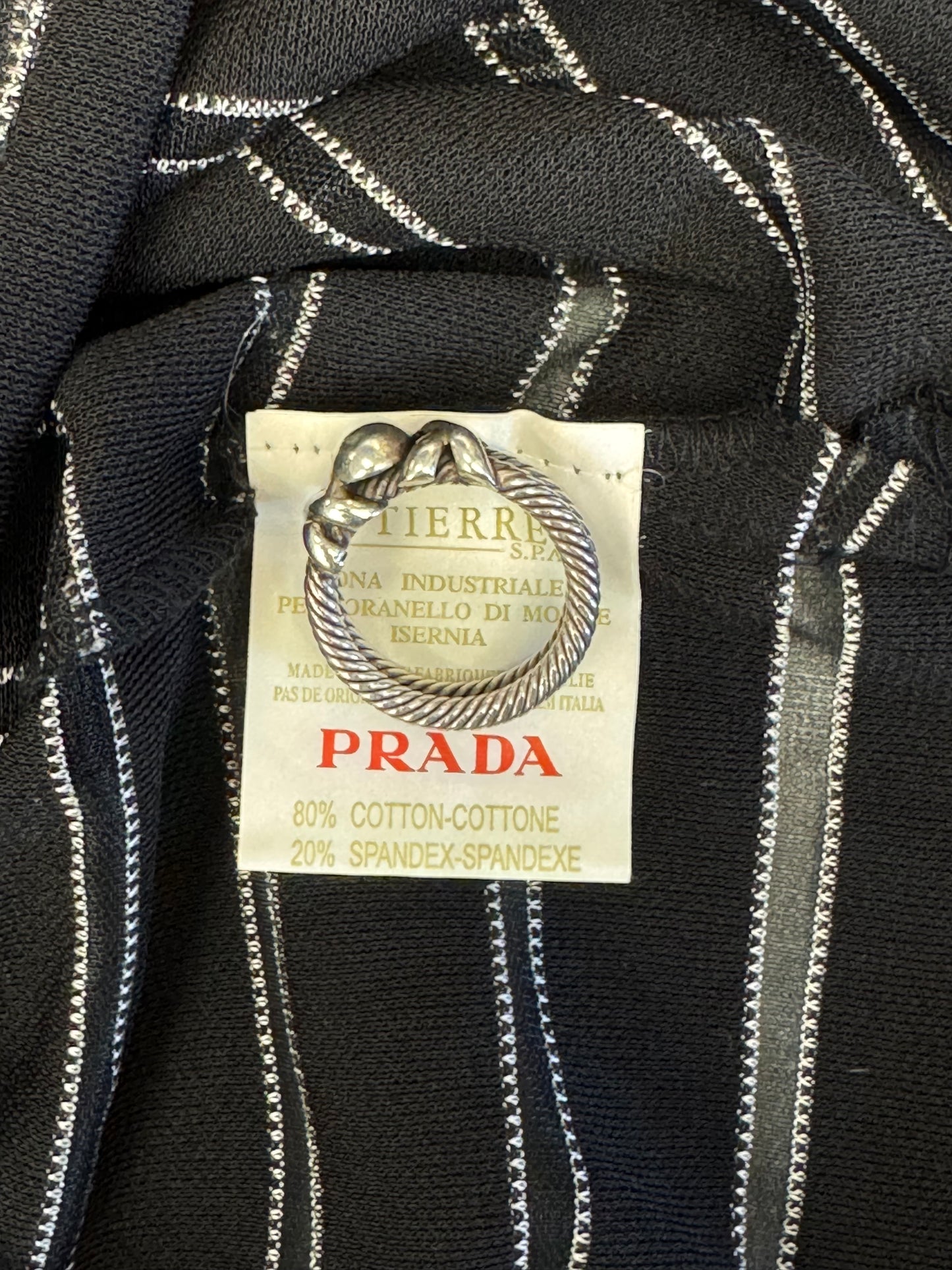 PRADA TEFLON STRIPED BUTTON-UP SHIRT - BLACK