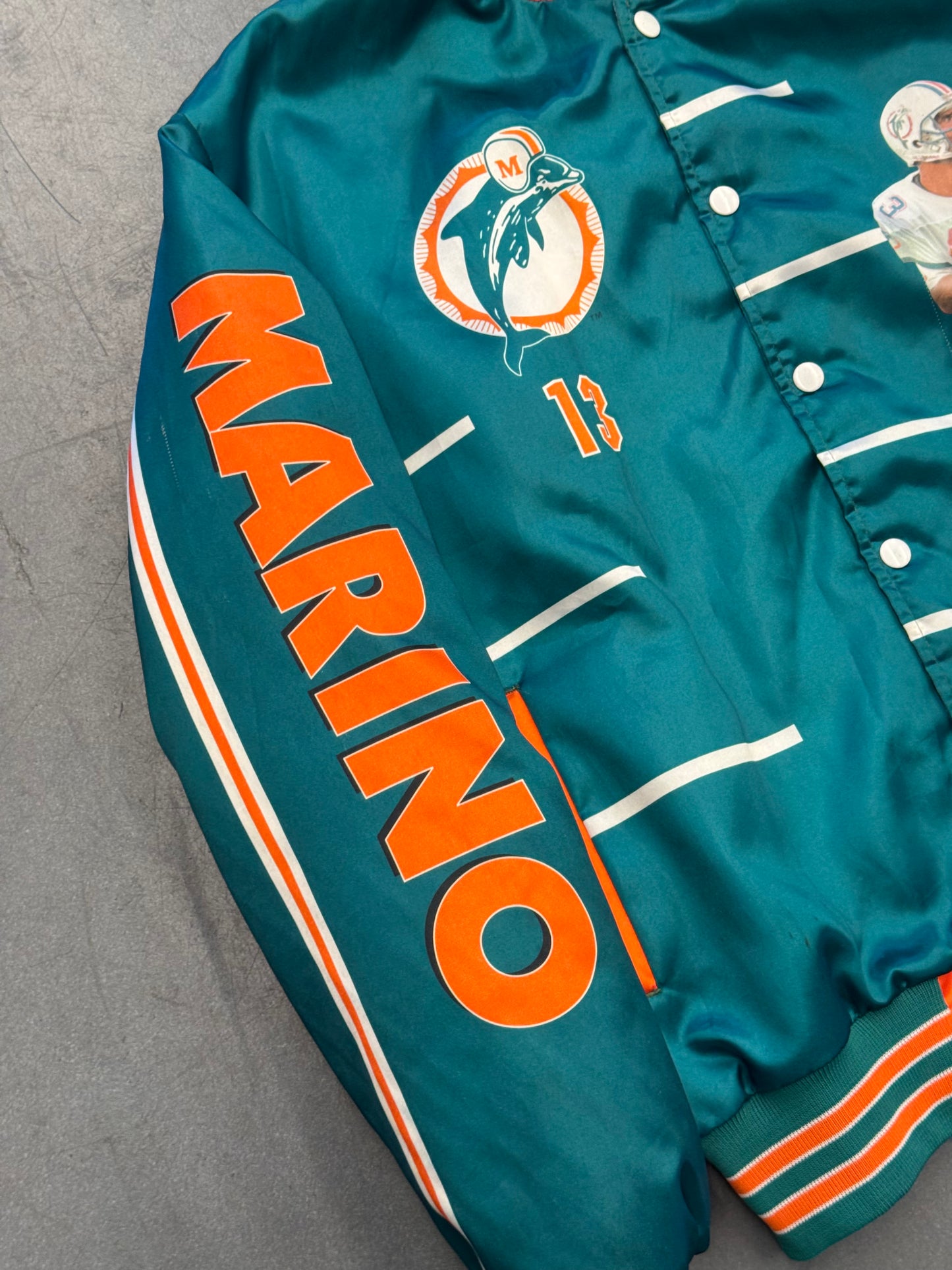90S MIAMI DOLPHINS DAN MARINO STARLINE SATIN JACKET