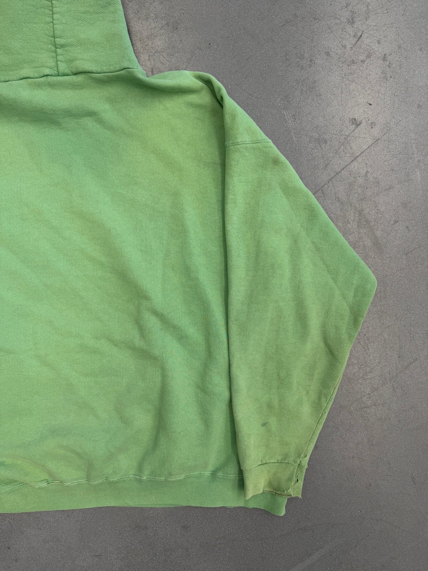 90S DISTRESSED NIKE SIDE SWOOSH PULLOVER HOODIE - GREEN OVER-DYED (NIKE RED SWOOSH TAG)