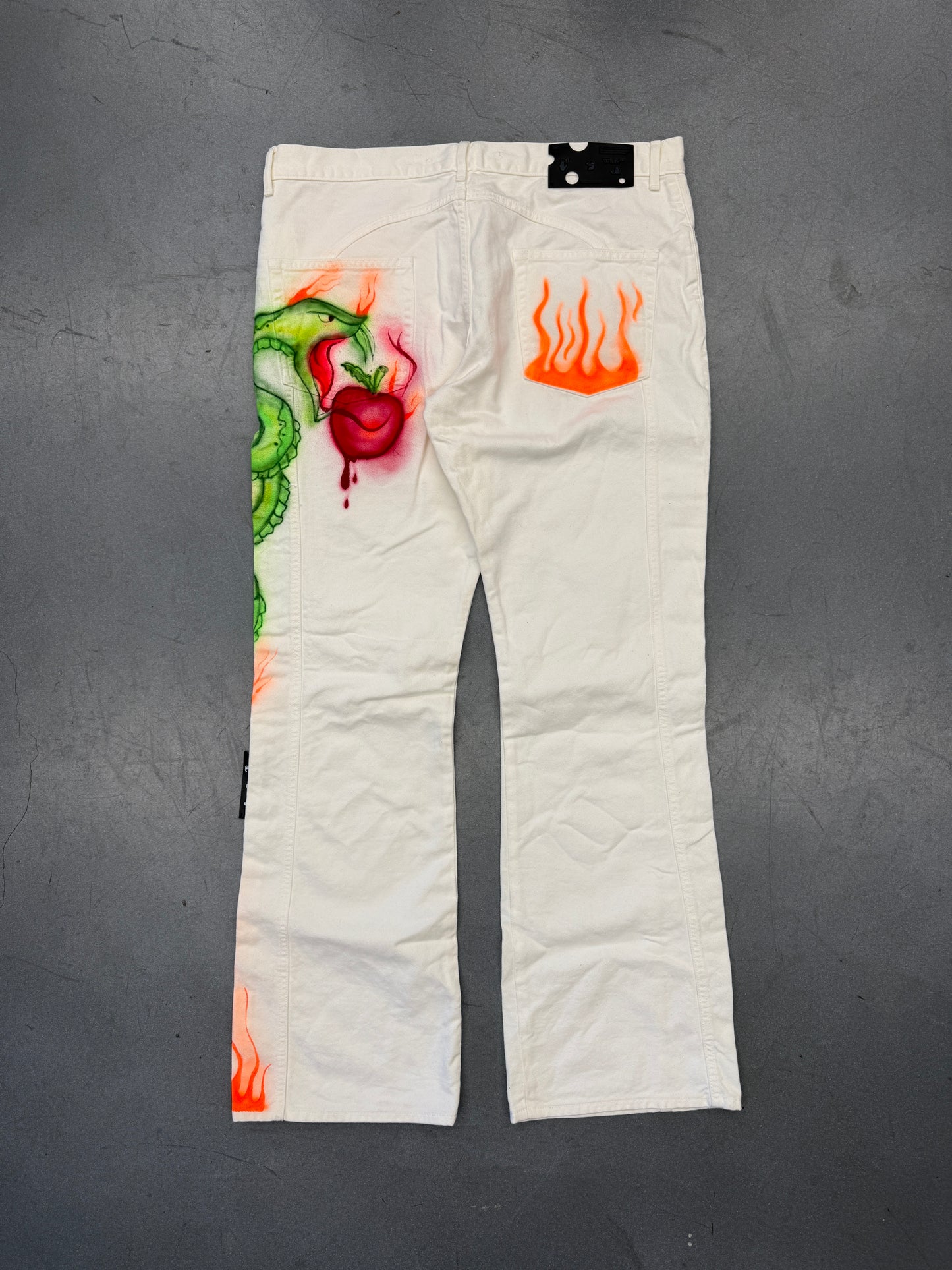 OFF-WHITE X BABYBRUSH FLARE-LEG CONTOUR JEANS  - WHITE