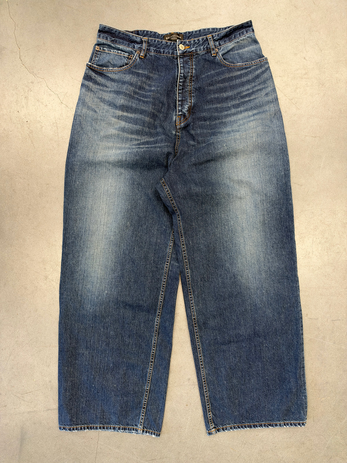 BALENCIAGA BAGGY FADED DENIM JEANS - BLUE