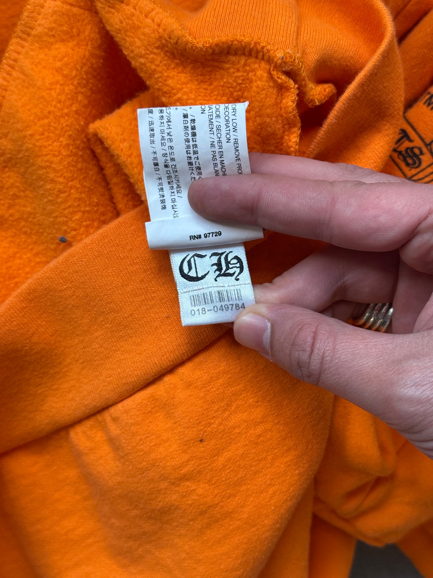 2018 CHROME HEARTS OFF-WHITE PULLOVER HOODIE - ORANGE (L)