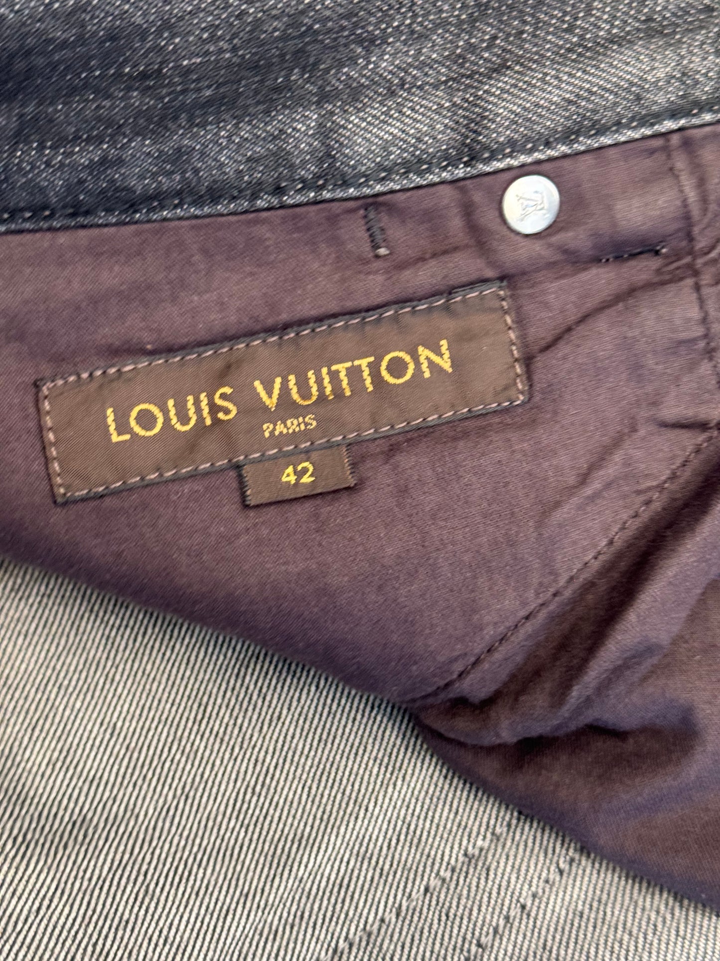 LOUIS VUITTON DARK RINSE FLEUR LOGO JEANS