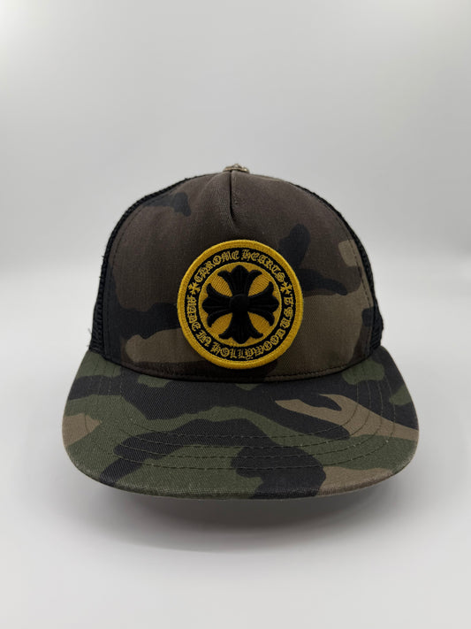 CHROME HEARTS PLUS CROSS SEAL TRUCKER HAT - CAMO