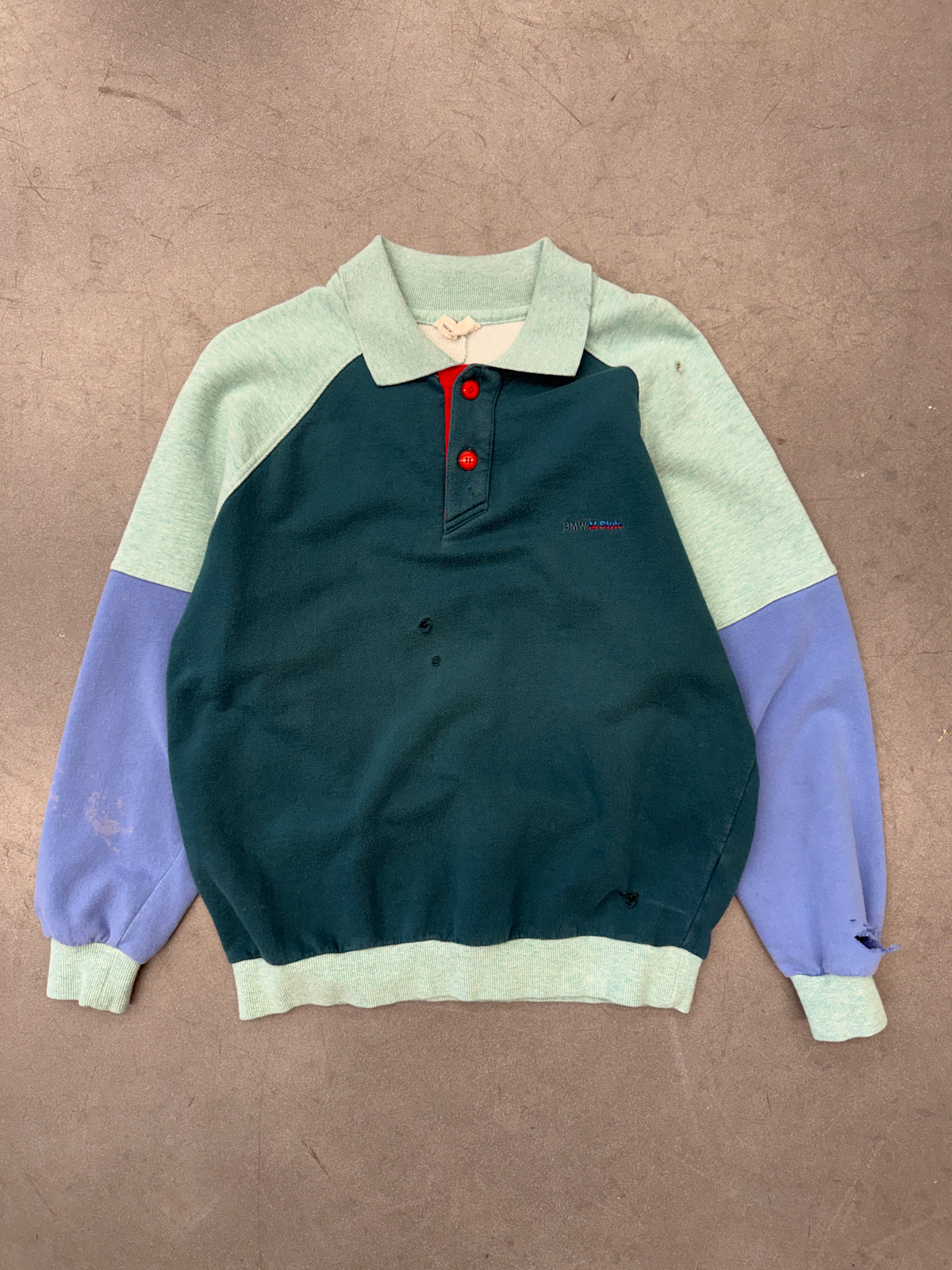 90'S BMW M STYLE "DRIVE AND THINK" EMBROIDERED LOGO BUTTONED LS SHIRT