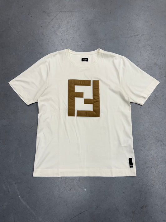 FENDI FF PADDED SUEDE LOGO TEE