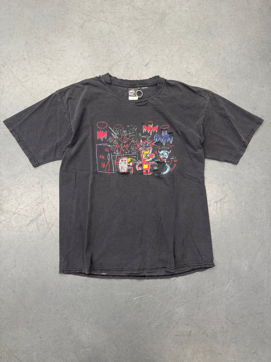00'S UARM JEAN-MICHEL BASQUIAT LICENSED GRAPHIC DISTRESSED TEE (URBAN ARTS RESEARCH & MARKETING TAG)