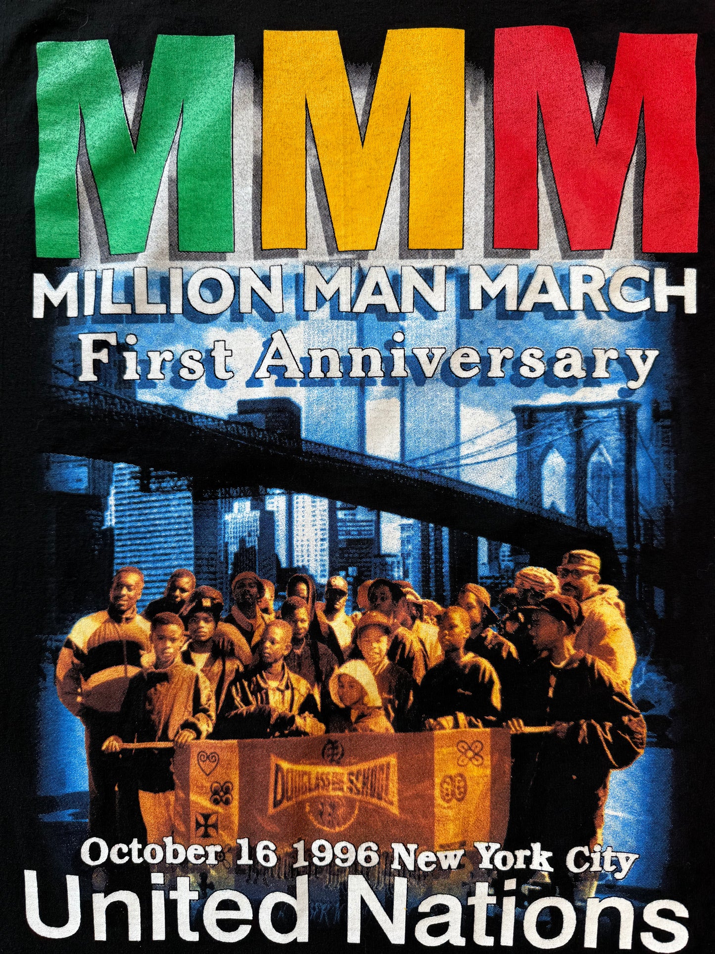 1996 MMM MILLION MAN MARCH UNITED NATIONS ONE IN A MILLION RAP TEE (MIRO TAG)