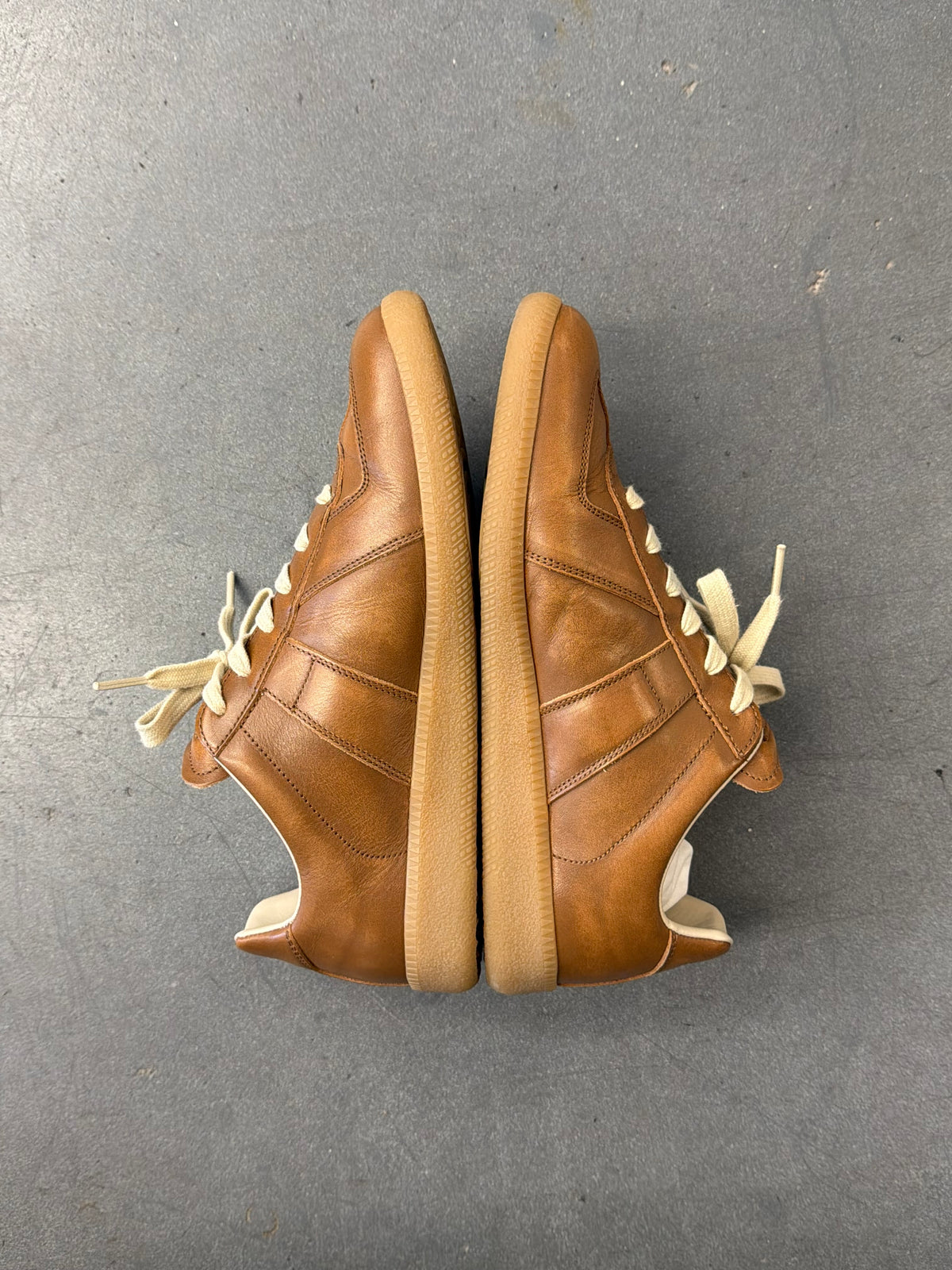 MAISON MARGIELA REPLICA LEATHER SNEAKERS - SAFARI SHADE