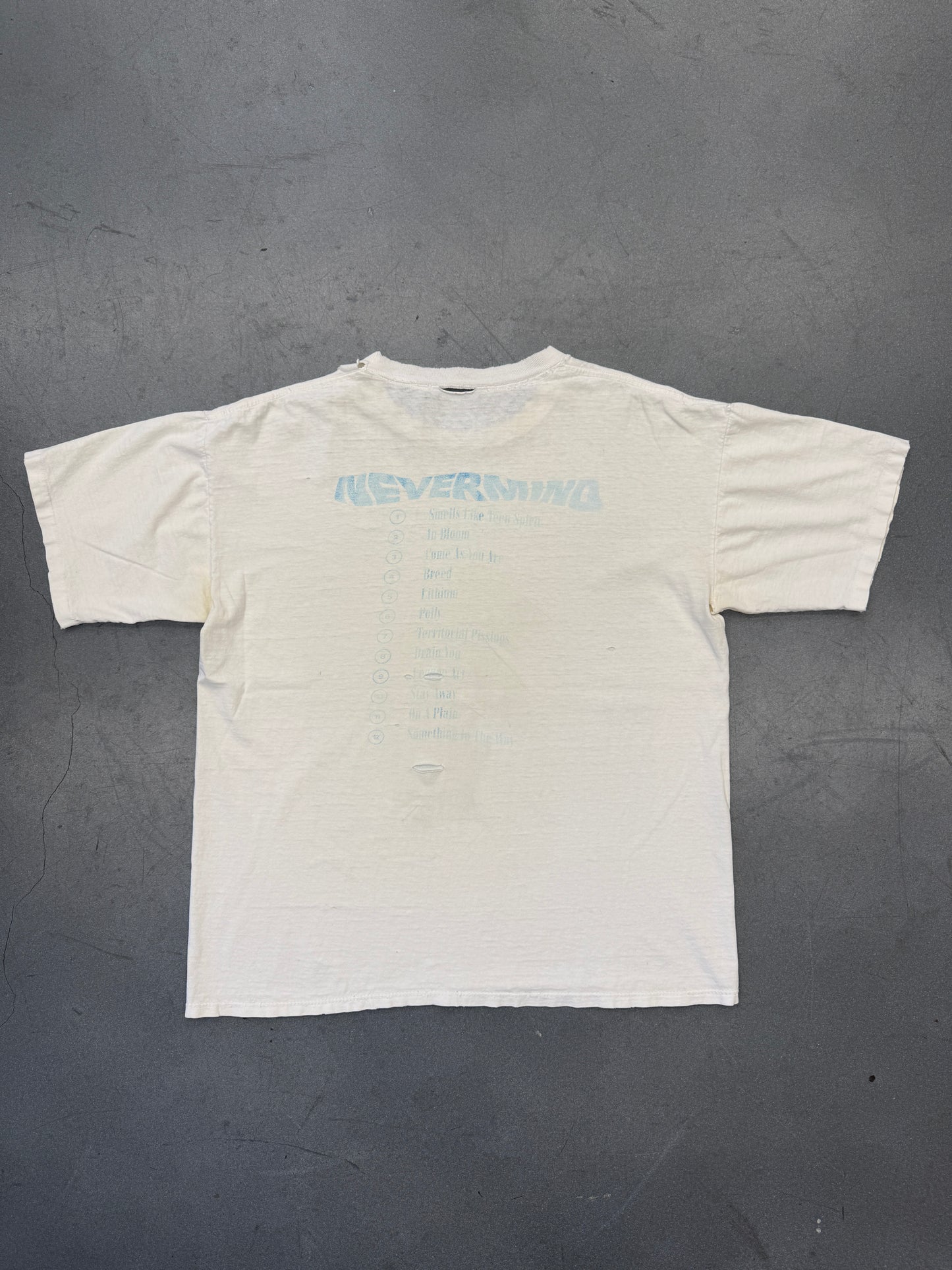 1992 NIRVANA NEVERMIND ALBUM DISTRESSED TEE (PULLED TAG)