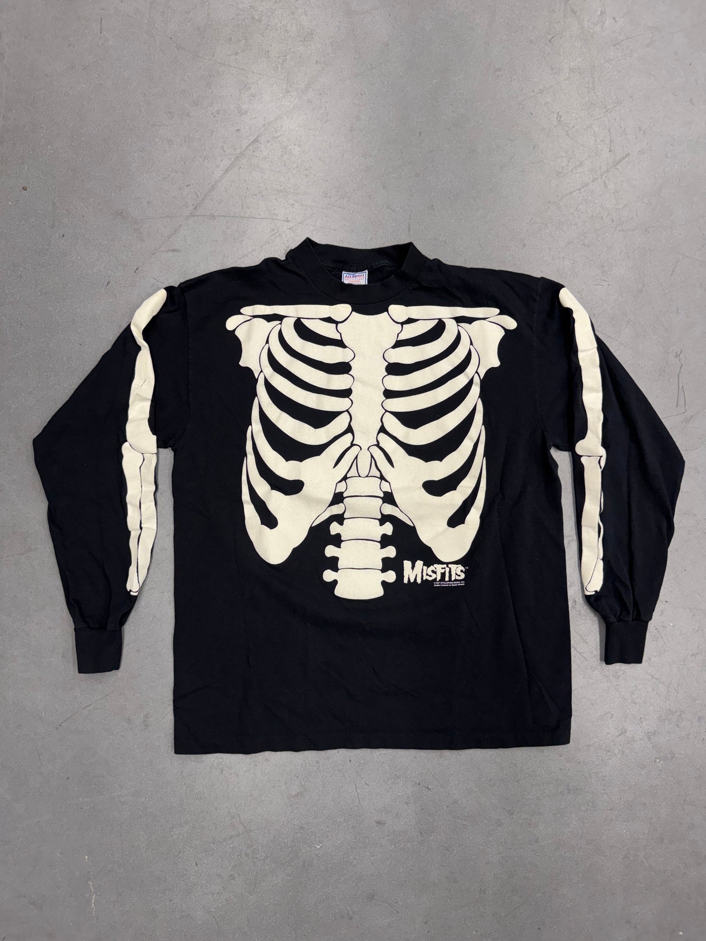 1997 MISFITS SKELETON BONES GLOW IN THE DARK LS TEE (ALL SPORT TAG)