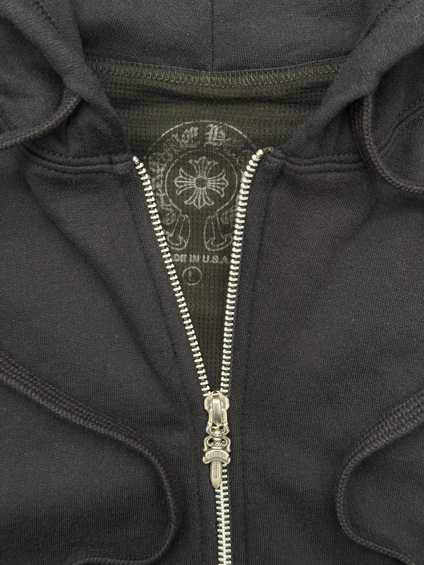 CHROME HEARTS VERTICAL LOGO THERMAL LINED ZIP-UP HOODIE