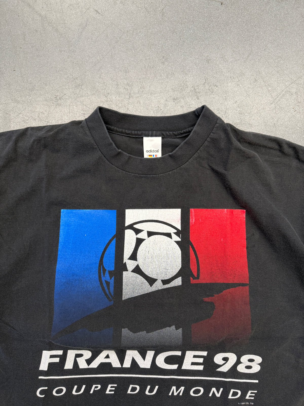 1998 FRANCE COUPE DU MONDE SOCCER TEE (ADIDAS TAG)