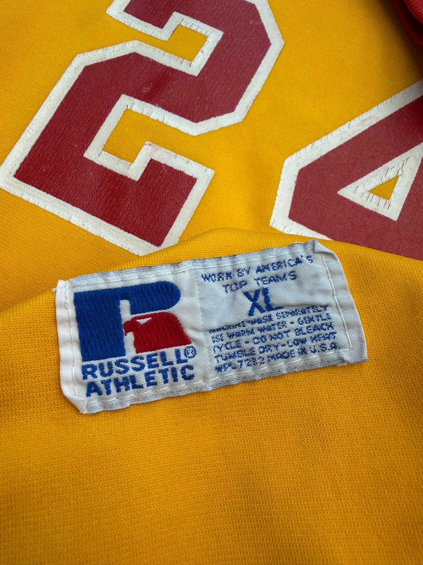 80S DEERFIELD RUSSELL ATHLETIC BASEBALL JERSEY V NECK