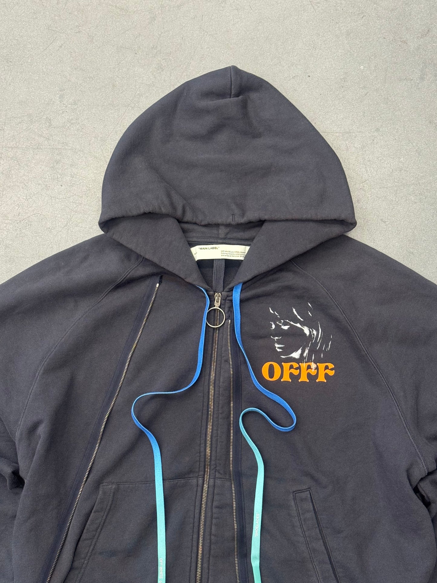 FW19 OFF-WHITE VIRGIL ABLOH PORTRAIT FACE DOUBLE ZIP HOODIE