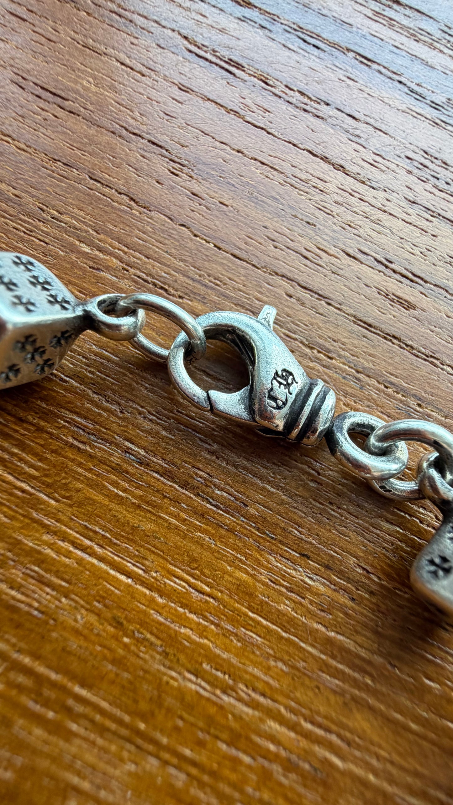 CHROME HEARTS DICE & PLUS BALL 9 LINK SILVER BRACELET
