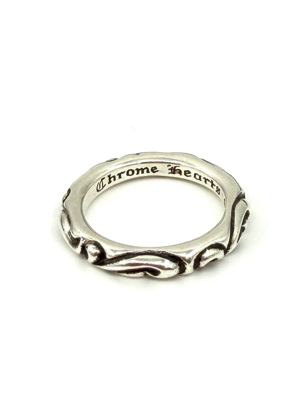 CHROME HEARTS SCROLL BAND SILVER RING
