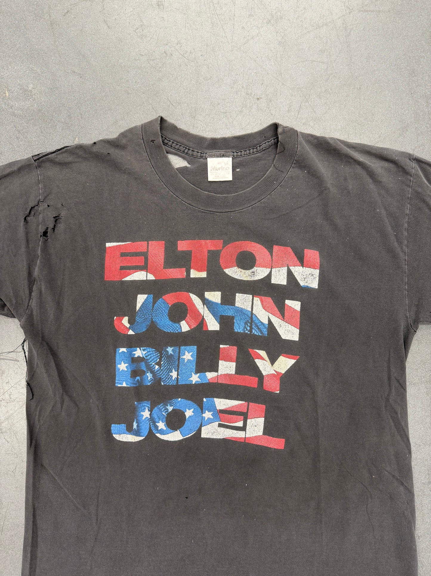 1994 ELTON JOHN AND BILLY JOEL FACE TO FACE DISTRESSED AND FADED TOUR TEE (MURINA TAG)