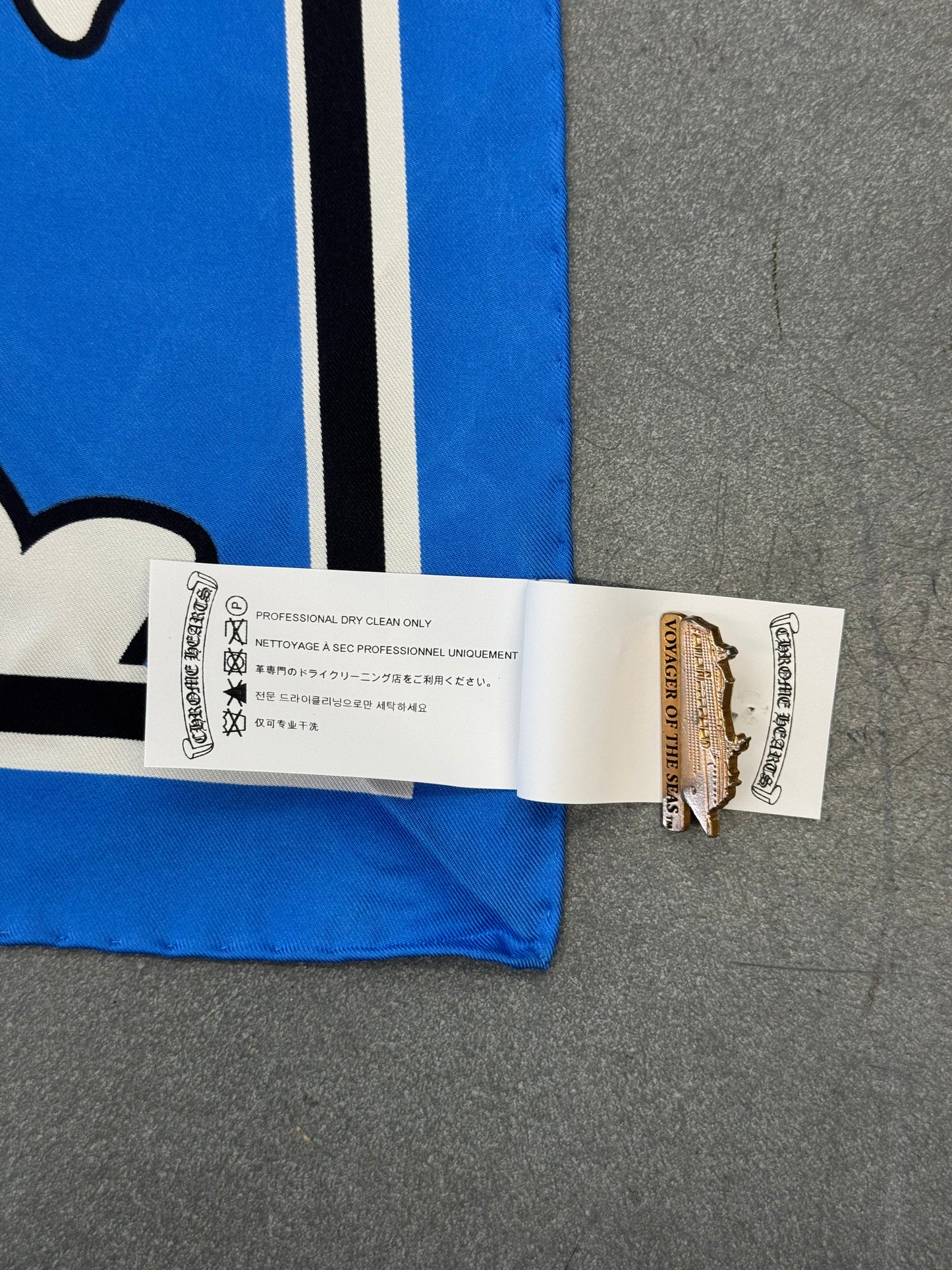 CHROME HEARTS CEMETERY SILK SCARF - BLUE