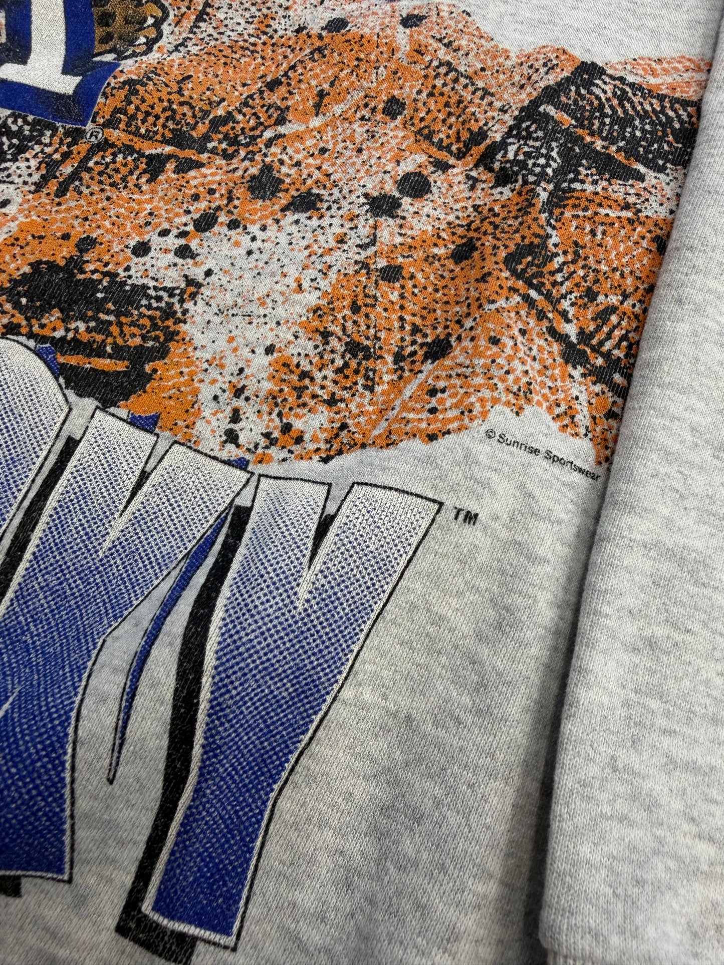 90S UNIVERSITY OF KENTUCKY WILDCATS GO BIG BLUE! WRAPAROUND CREWNECK SWEATER (SALEM SPORTSWEAR TAG)