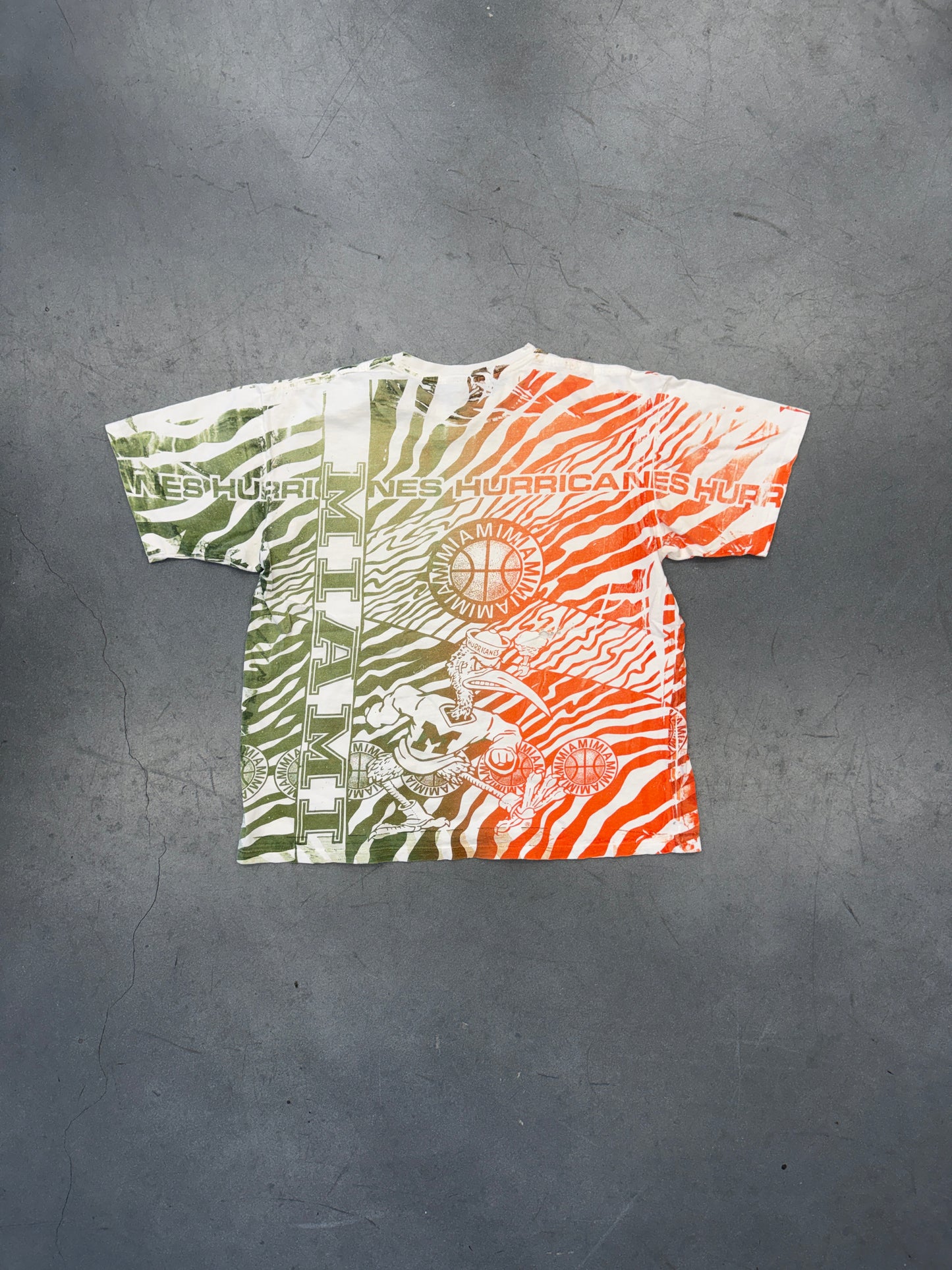 90S MIAMI HURRICANES AOP WAVES TEE (MADE IN MALTA TAG)