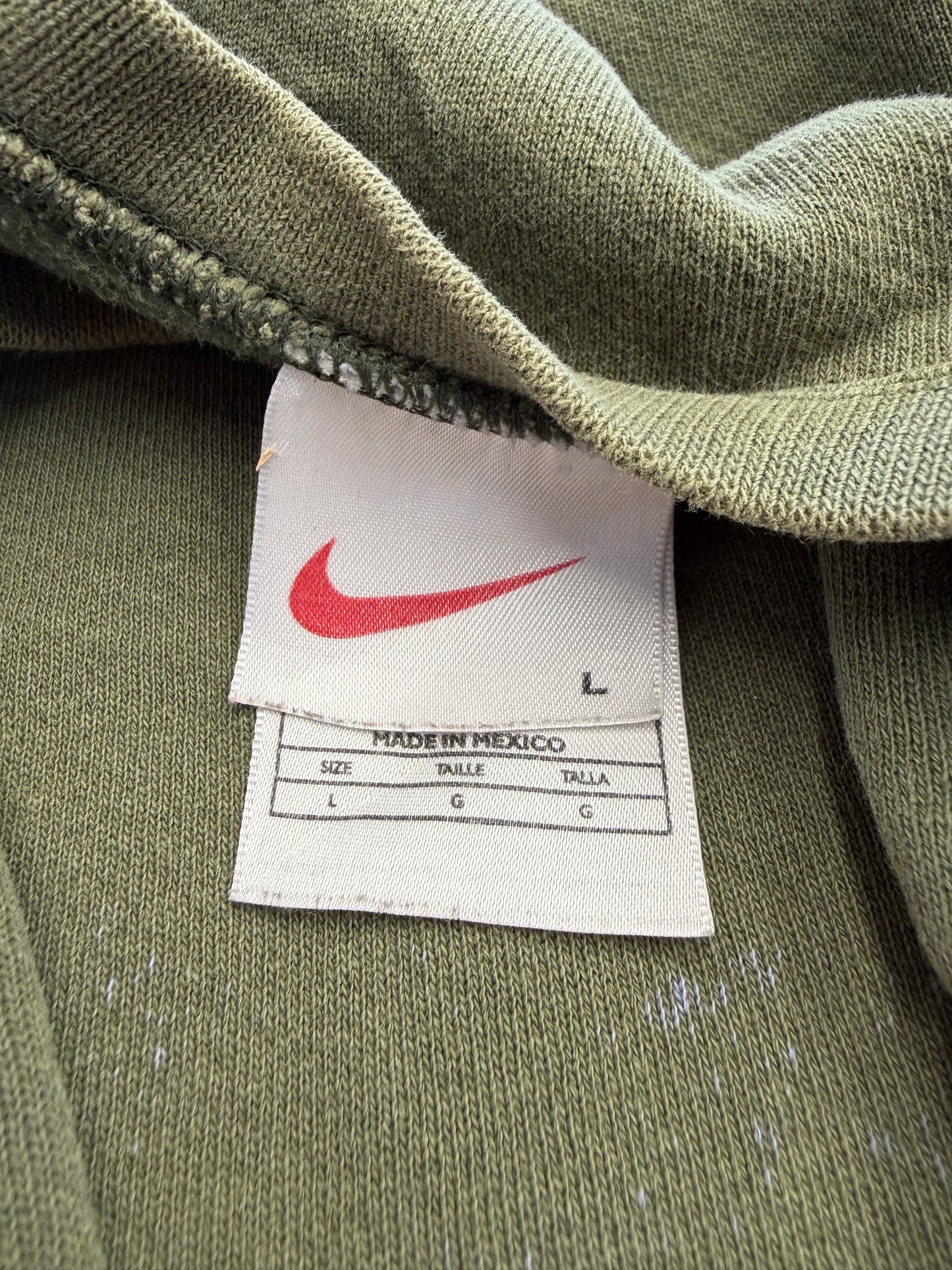 90S NIKE CHEST SWOOSH CREWNECK SWEATER OLIVE WITH WHITE SWOOSH